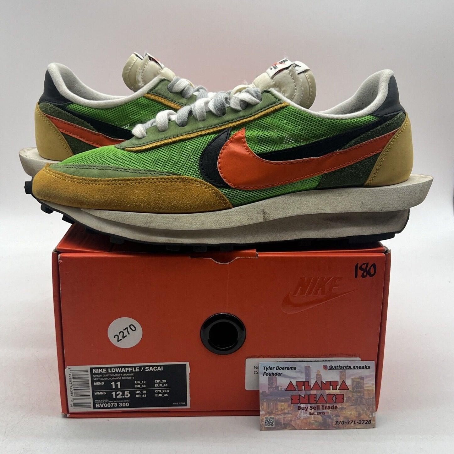 Size 11 - Nike sacai x LDWaffle Green Gusto Yellow Orange (BV0073-300)