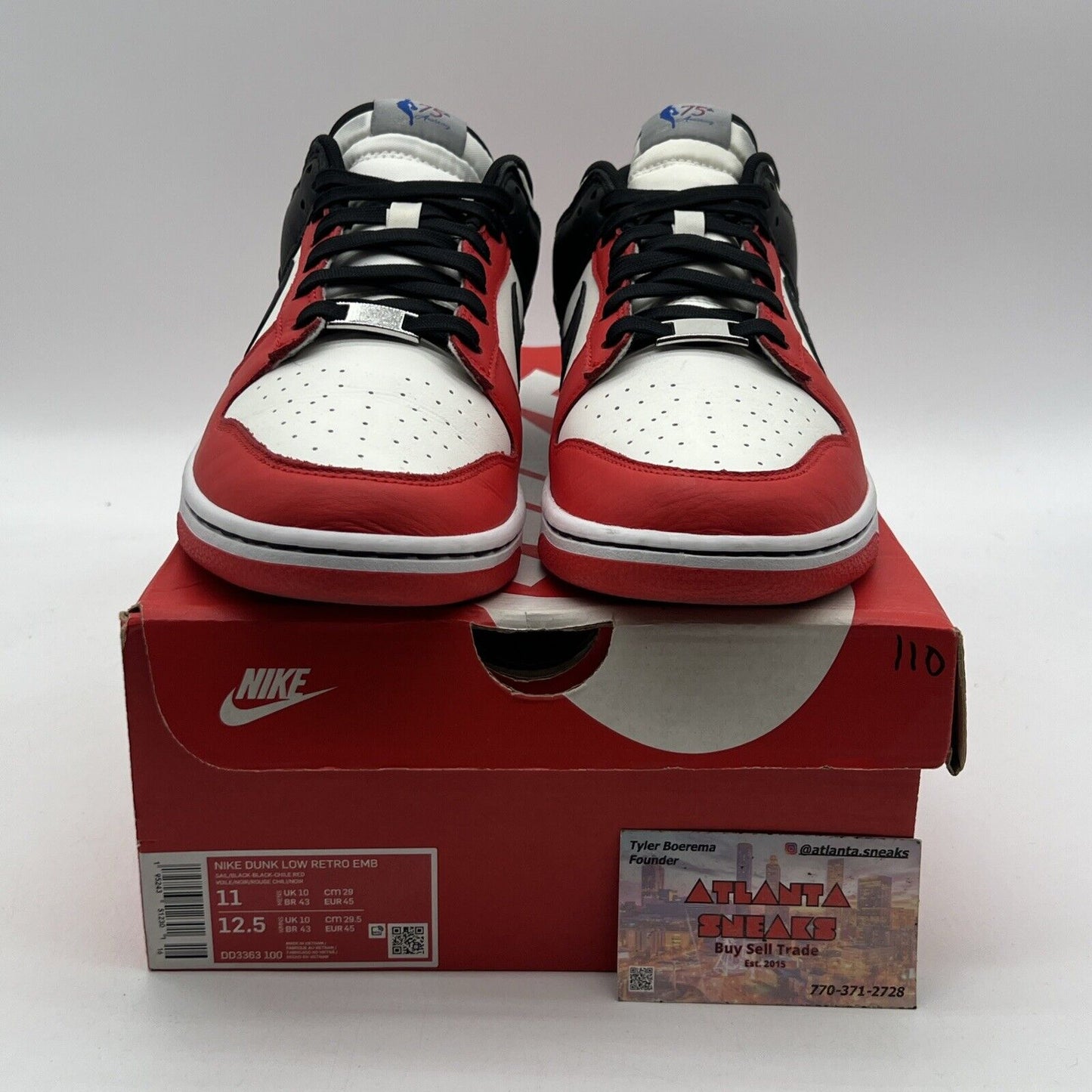 Size 11 - Nike Dunk Low EMB x NBA 75th Anniversary - Bulls 2021 (DD3363-100)