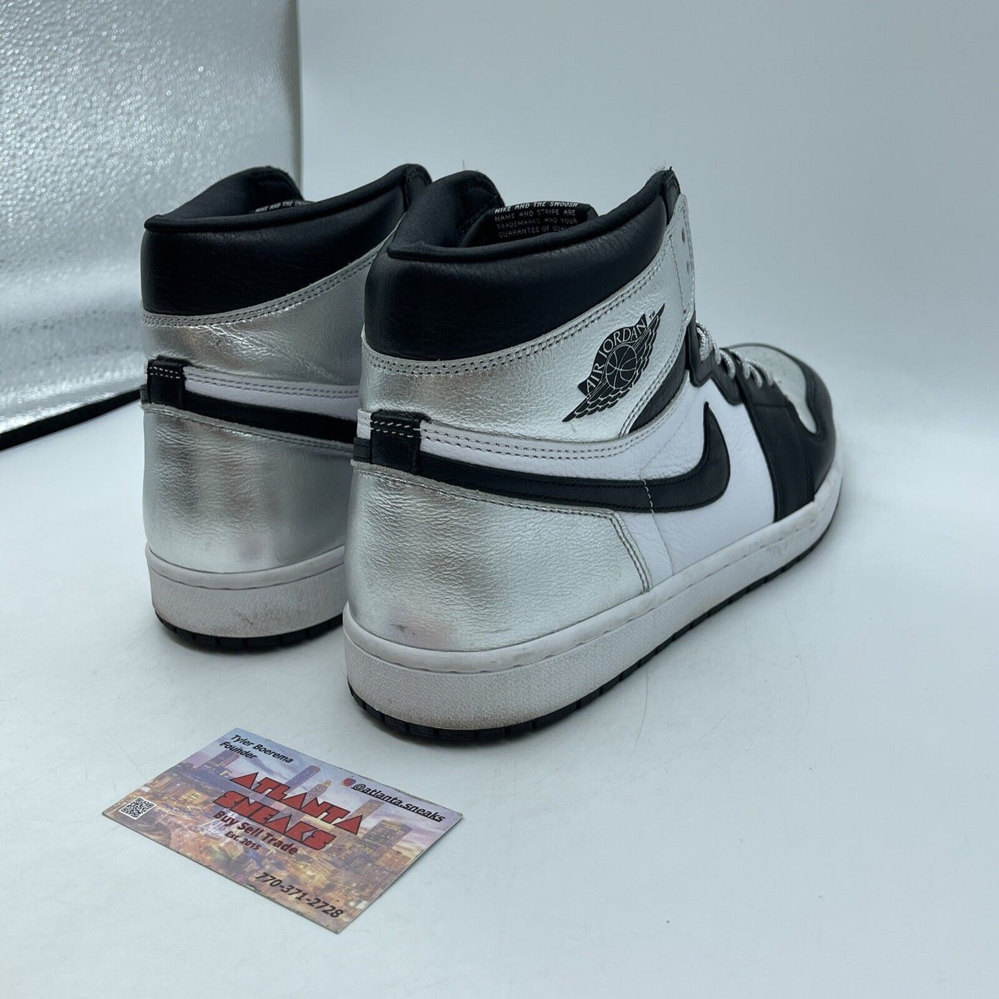 Size 11.5 - Jordan 1 High OG Metallic Silver White Black Leather (CD0461-001)