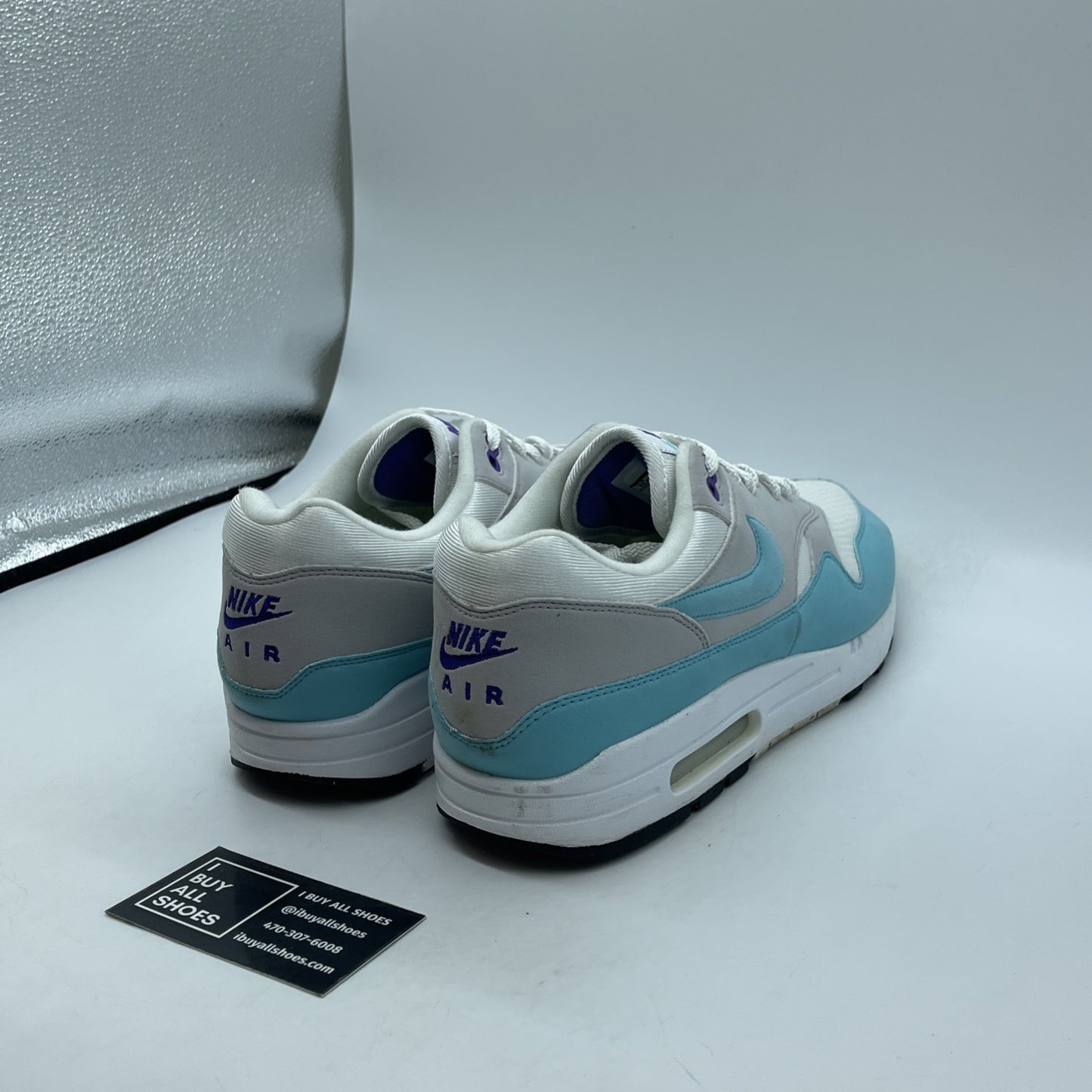 Size 11.5 - Nike Air Max 1 OG Anniversary Aqua Grey White Suede (908375-105)