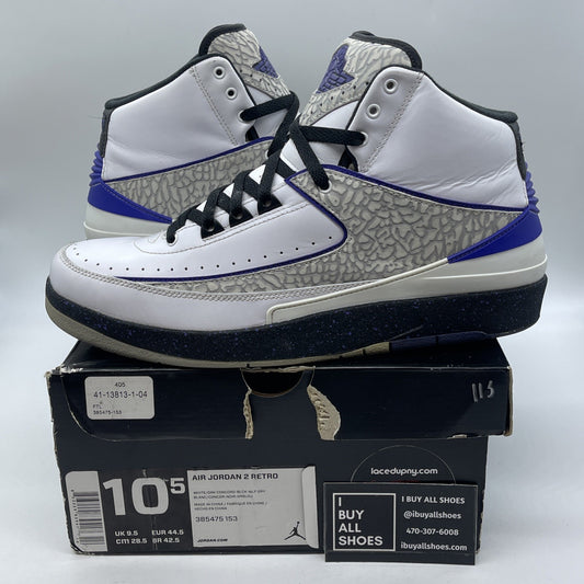 Size 10.5 - Air Jordan 2 Retro Concord White Purple Grey Suede (385475-153)