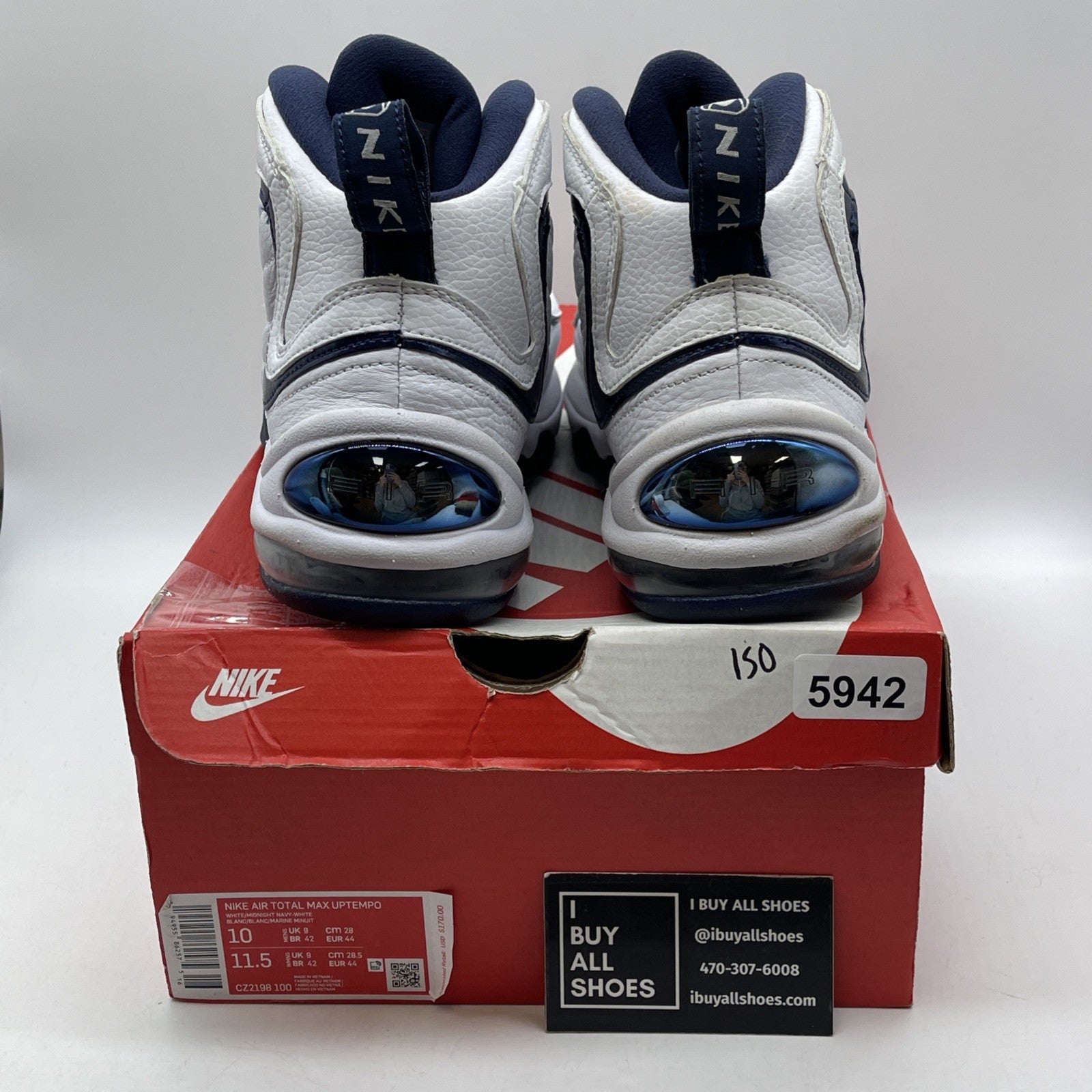 Size 10 - Nike Air Total Max Uptempo Midnight Navy White Leather (CZ2198-100)