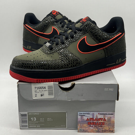 Size 13 - Nike Air Force 1 Scales Green Black Red Suede Leather (488298-205)