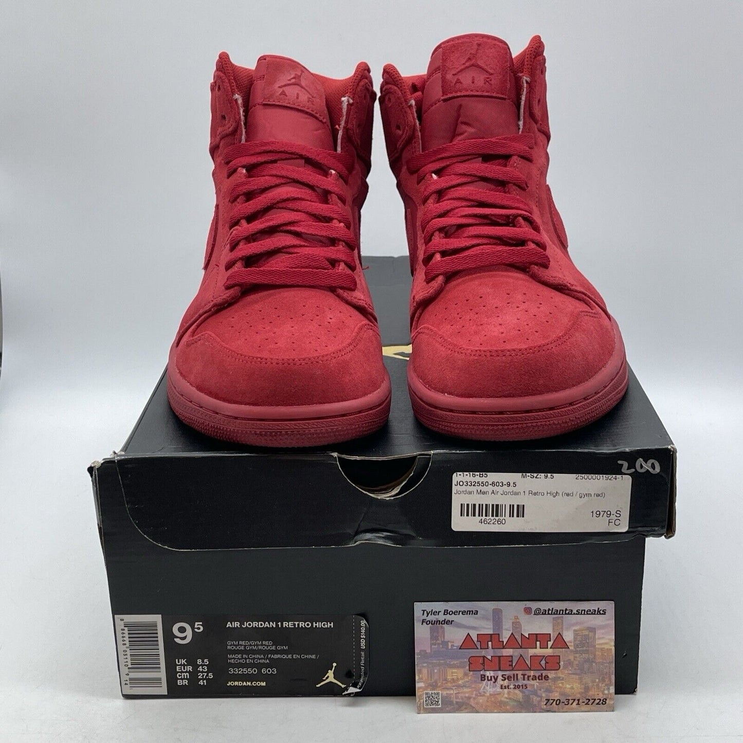 Size 9.5 - Air Jordan 1 Retro High Red Suede (332550-603)