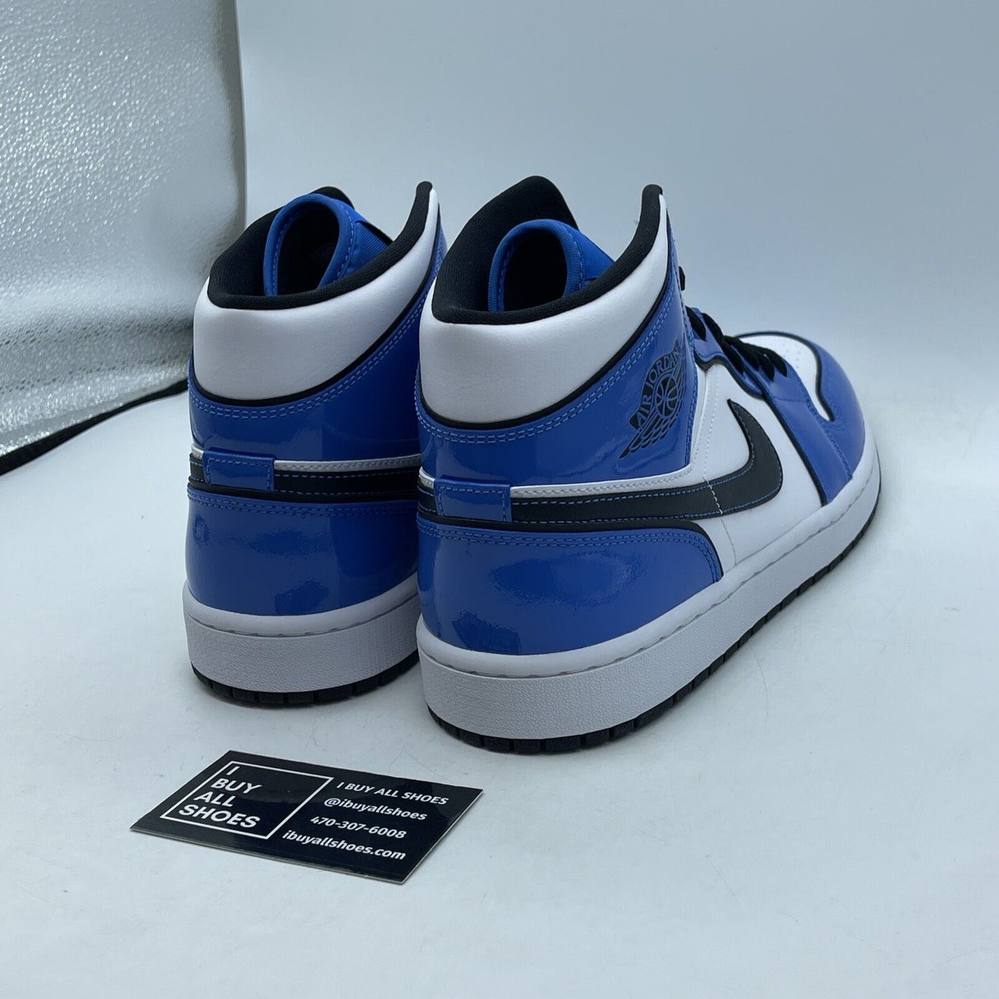 Size 12 - Air Jordan 1 SE Mid Signal Blue White Black Leather (DD6834-402)