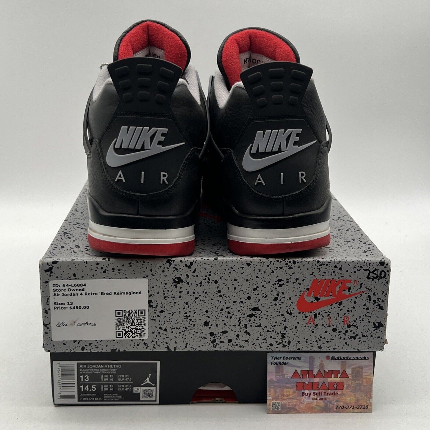 Size 13 - Air Jordan 4 Retro Bred Reimagined Black White Red (FV5029-006)