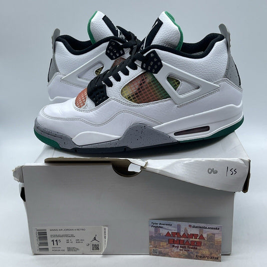 Size 11.5W - Air Jordan 4 Retro Rasta White Green Red Leather (AQ9129-100)