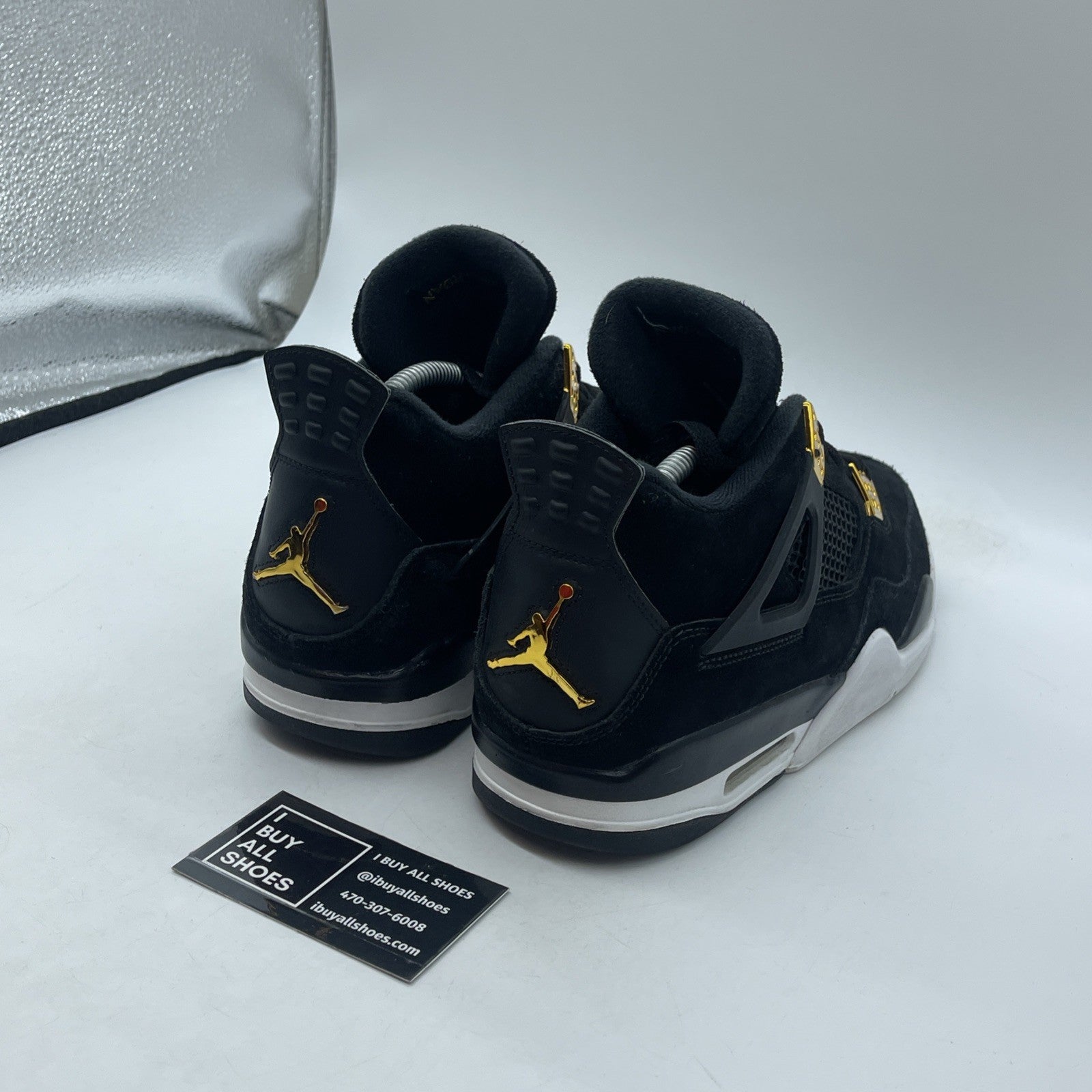 Size 9 - Jordan 4 Retro Royalty 2017 Black Gold Suede (308497-032)