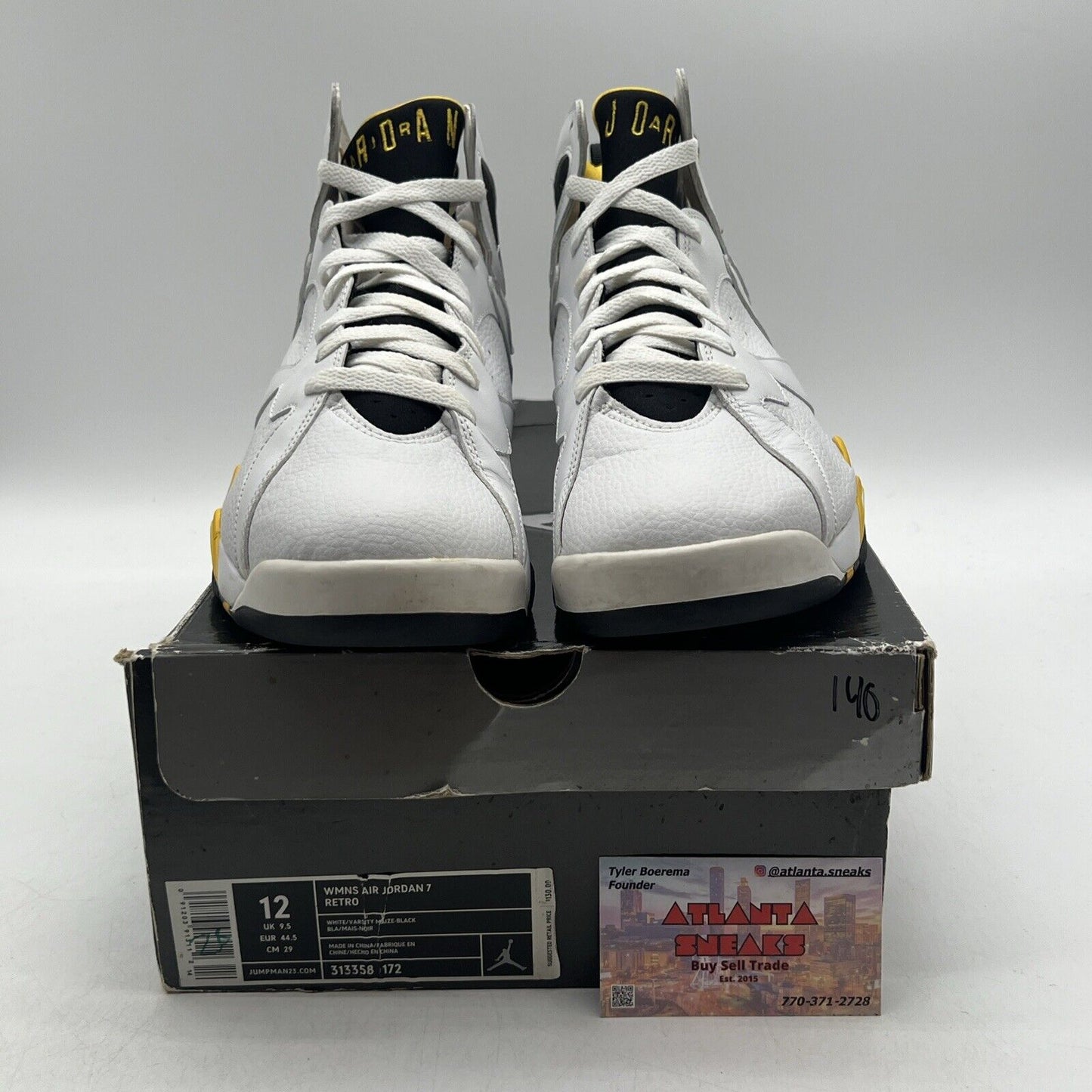 Size 12 - Air Jordan 7 Retro White Varsity Maize W Black Yellow (313358-172)