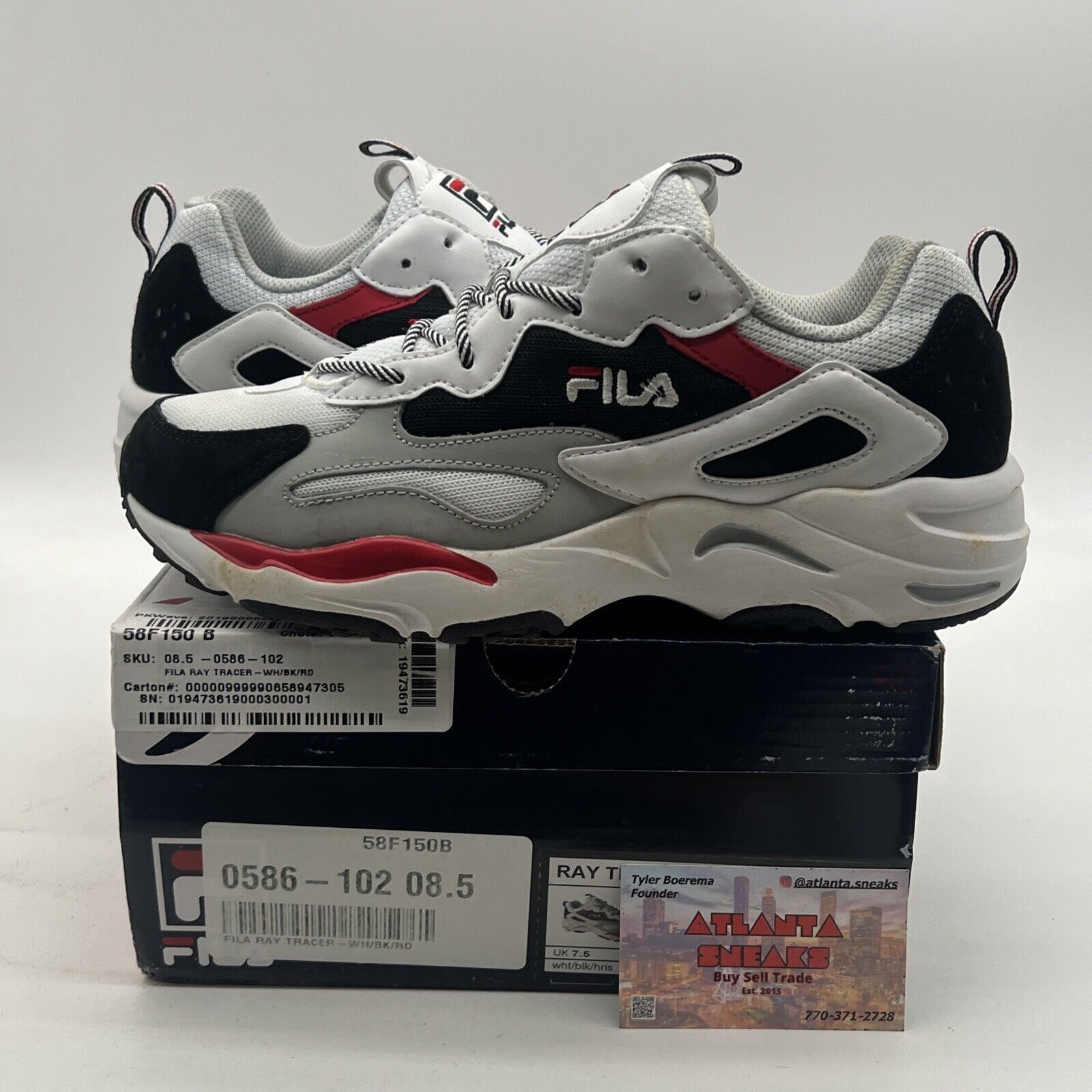 Size 8.5 - FILA Men's Ray Tracer Black/Gray/Red SNEAKERS (1RM00586-102)