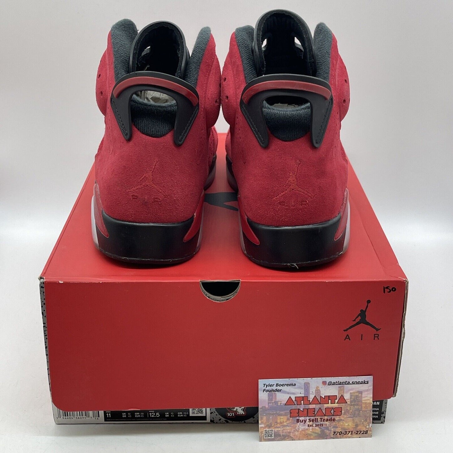 Size 11 - Air Jordan 6 Retro Toro Bravo Black Red Suede Leather (CT8529-600)
