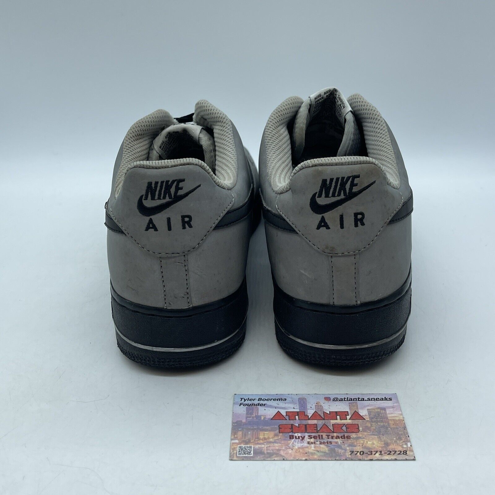 Size 12 - Nike Air Force 1 Premium Low Silver Black Suede Leather (318775-006)