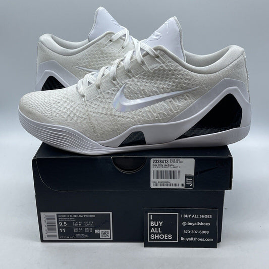 Size 9.5 - Nike Kobe 9 Elite Protro Low Halo White Black Suede (FZ7334-100)