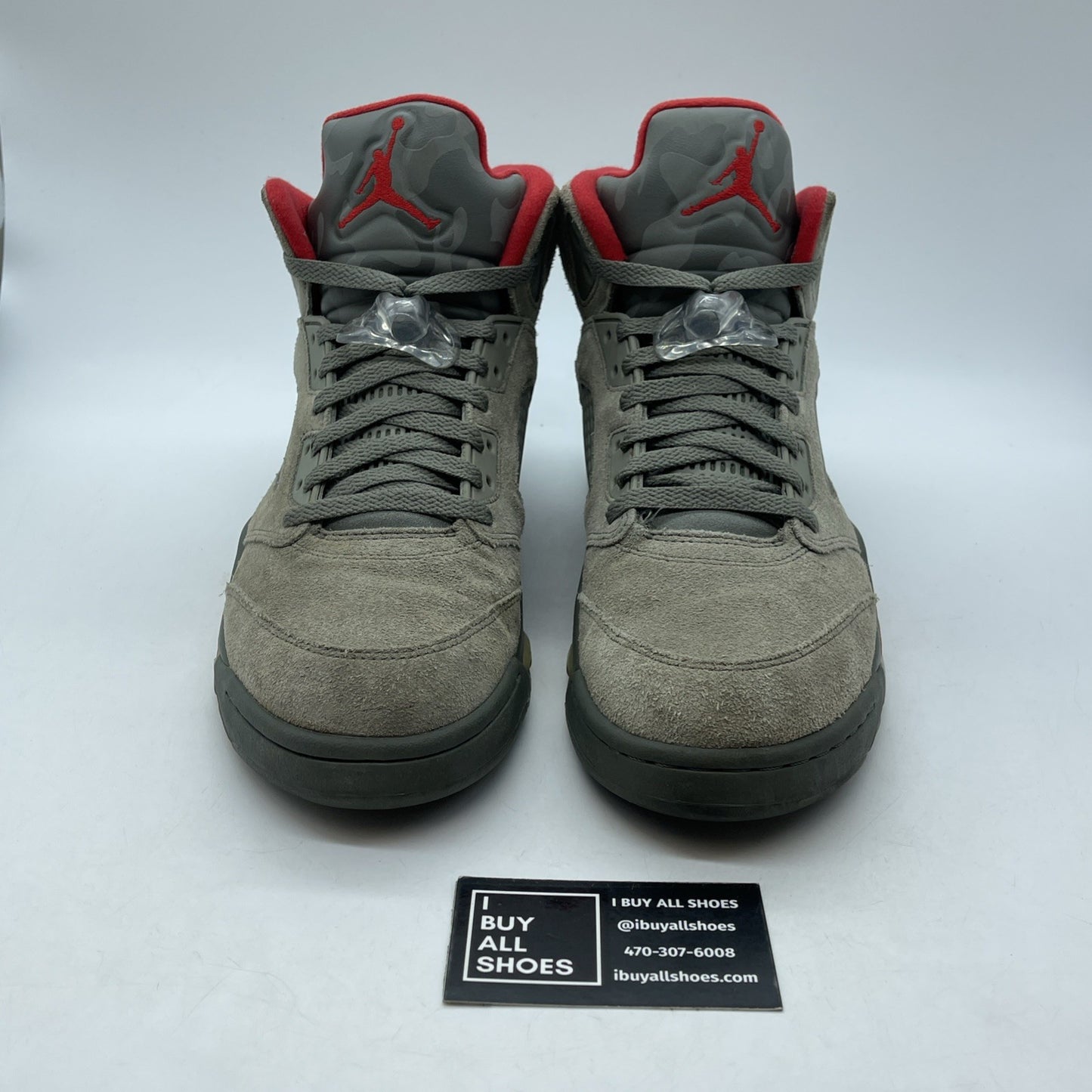 Size 11 - Air Jordan 5 Retro Camo Grey Red Suede Leather (136027-051)