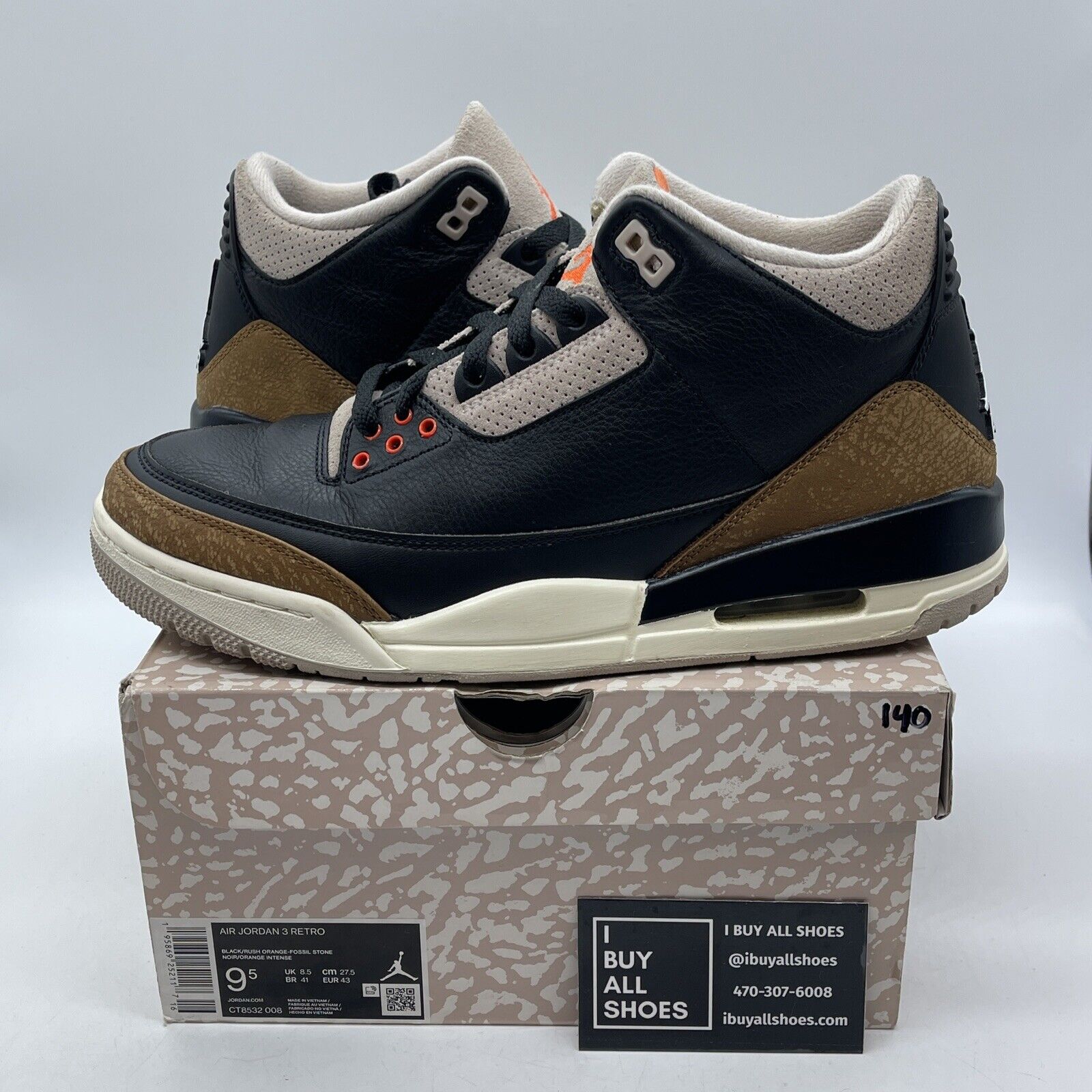 Size 9.5 - Jordan 3 Retro Mid Desert Elephant Brown Black Suede (CT8532-008)