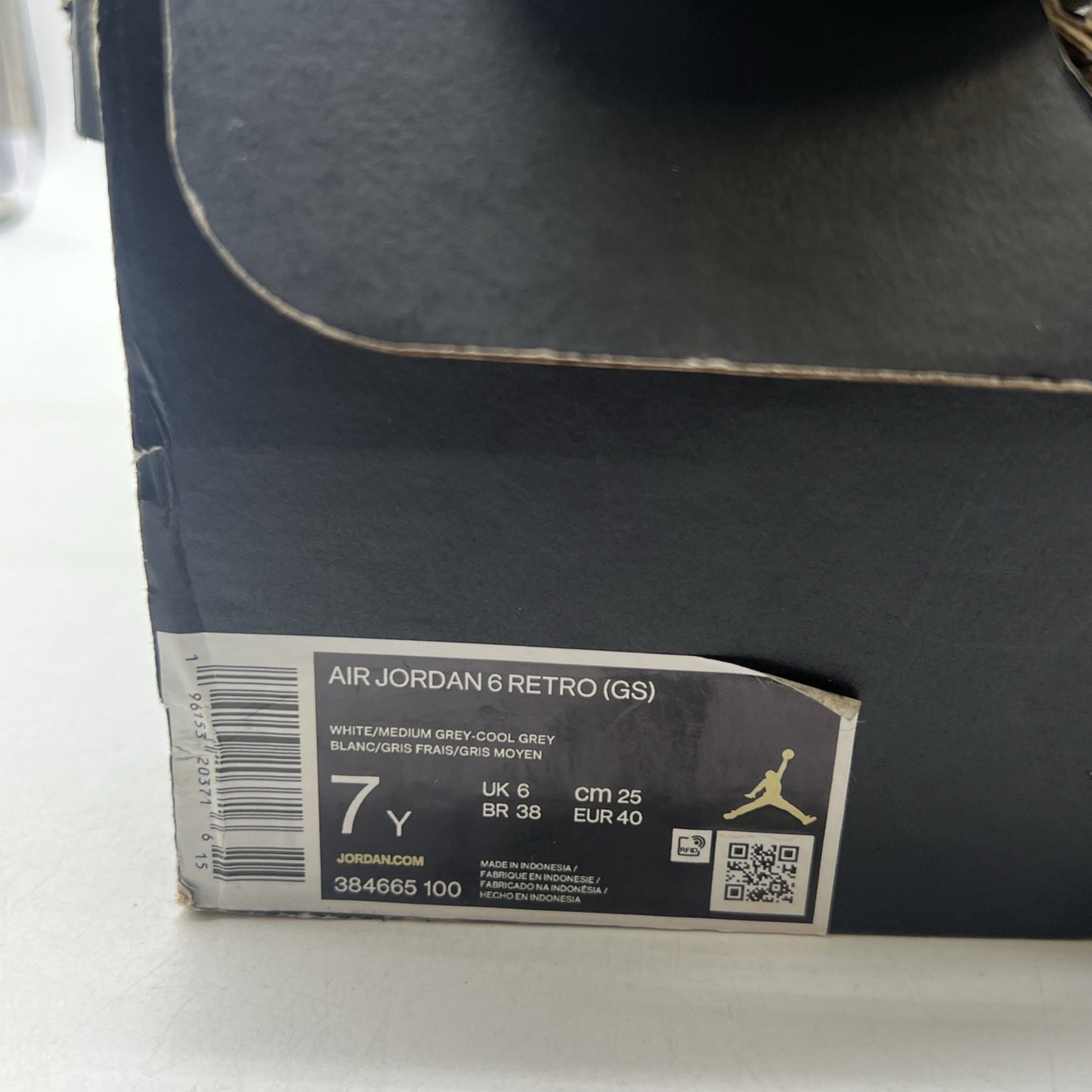 Size 7Y - Air Jordan Air 6 Retro Mid Cool Grey - (384665-100)