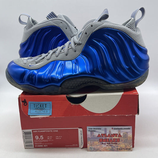 Size 9.5 - Nike Air Foamposite One Sport Royal Grey Suede Blue (314996-401)