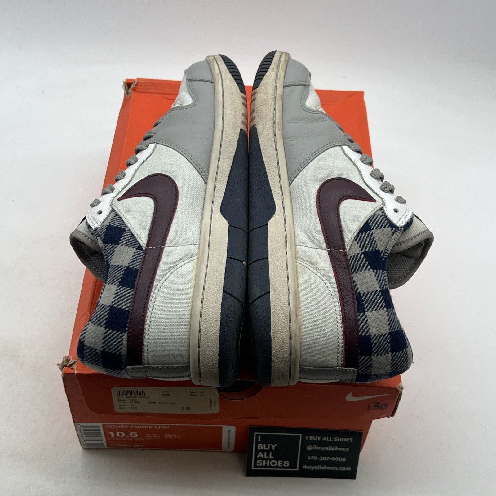Size 10.5 - Nike Court Force Low Sneakers Gray Navy White (313561-061)