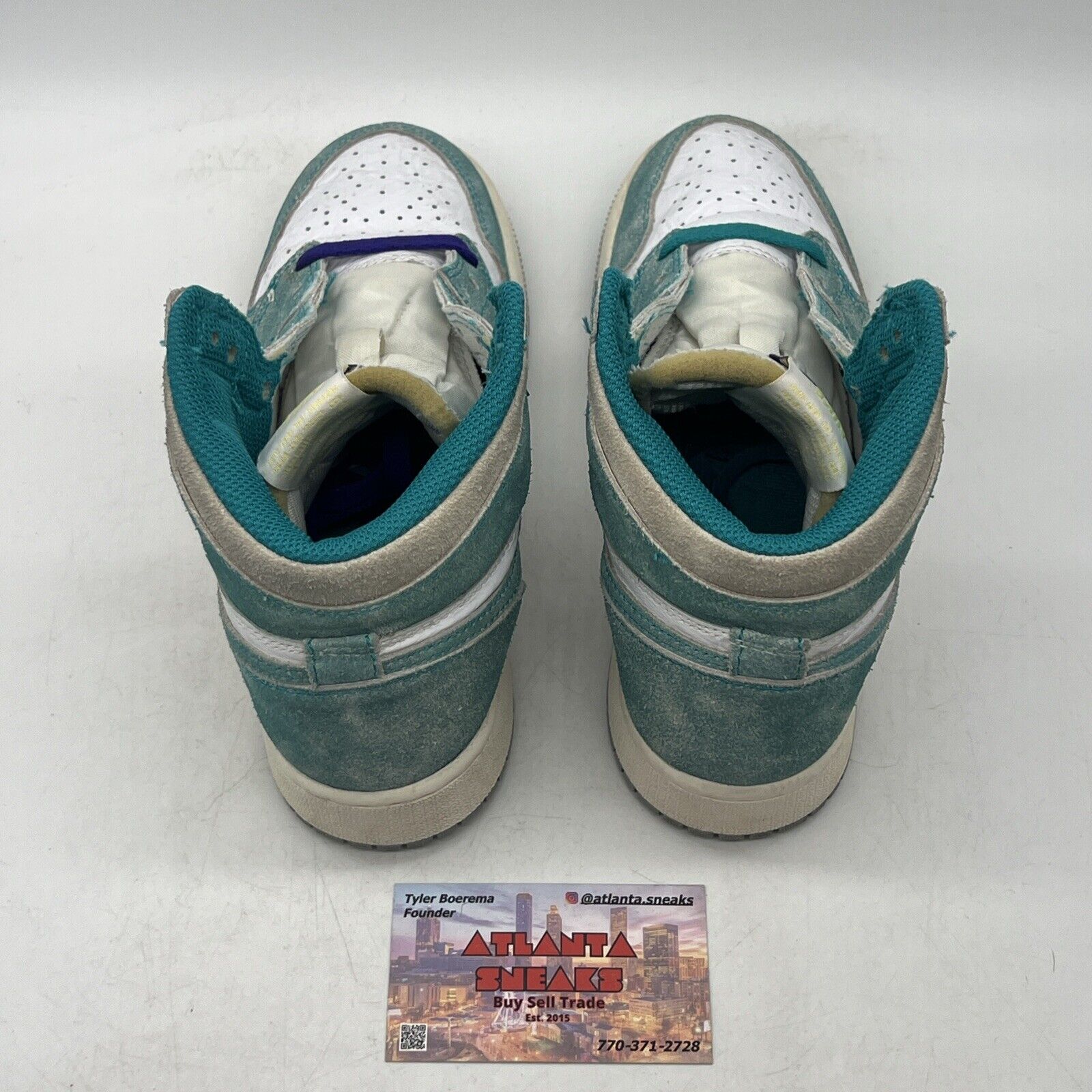 Size 5Y - Jordan 1 Retro OG High Turbo Green White Leather (575441-311)