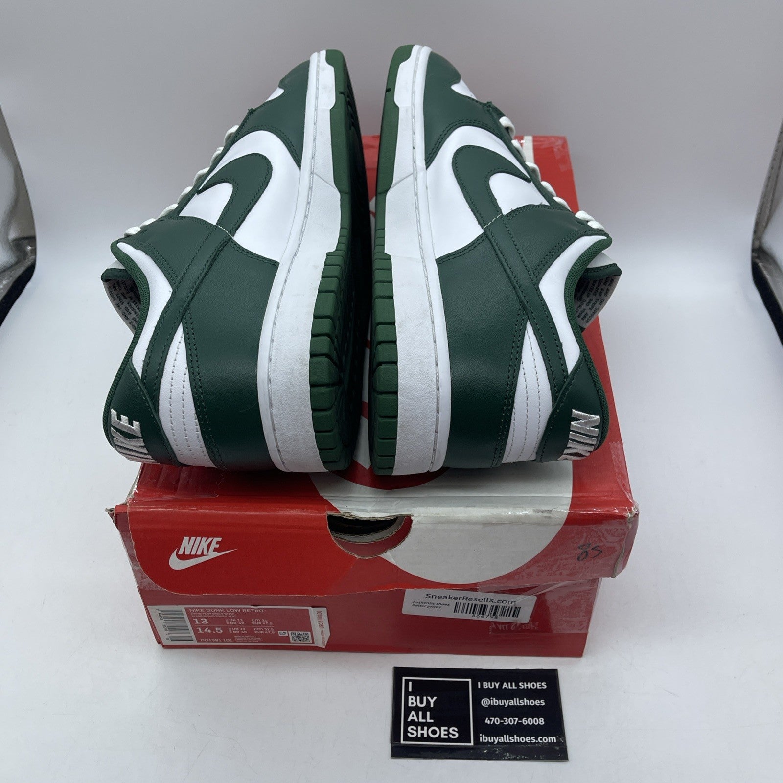 Size 13 - Nike Dunk Low Michigan State Green White Leather (DD1391-101)