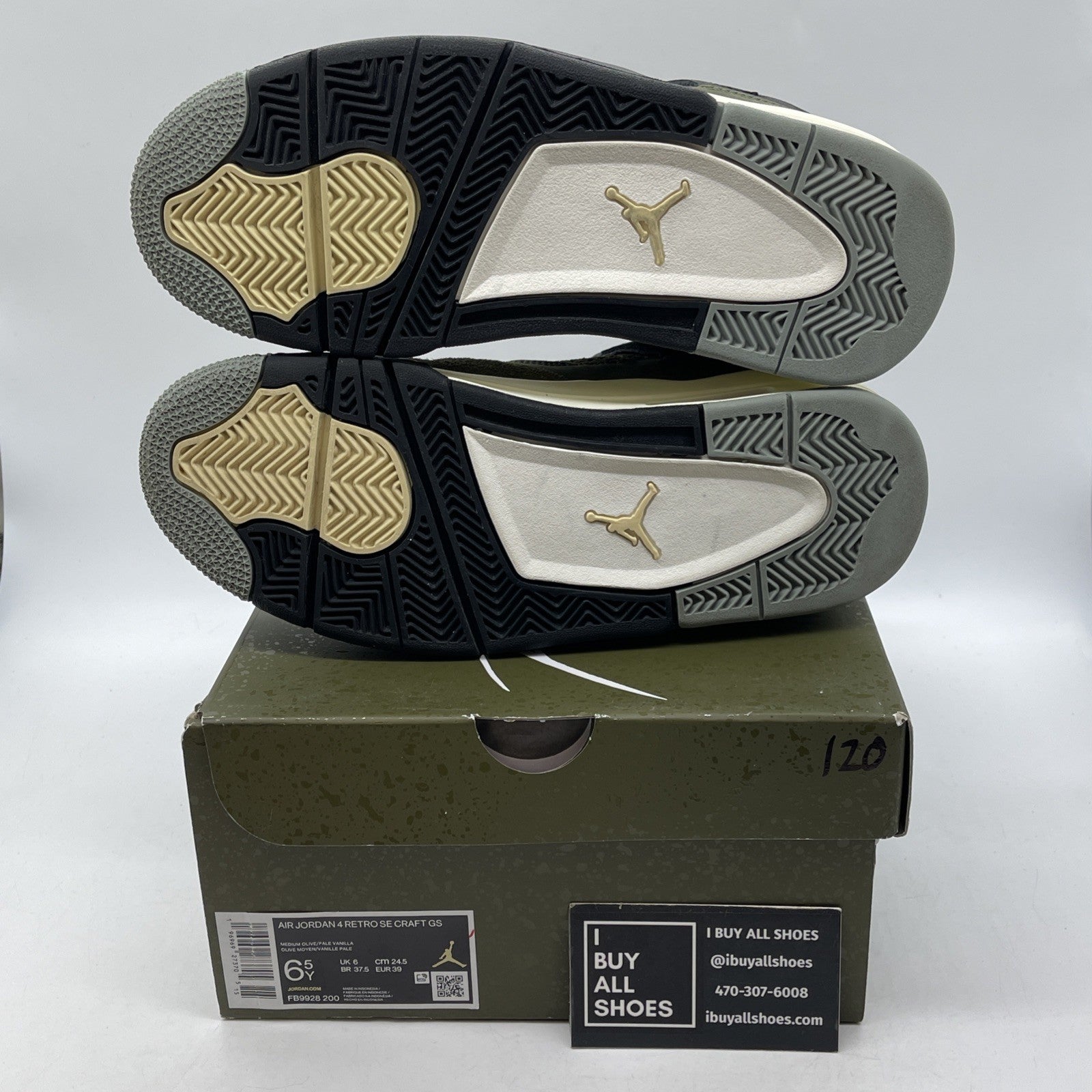Size 6.5Y (GS) - Jordan 4 SE Retro Low Craft - Olive Black Suede (FB9928-200)