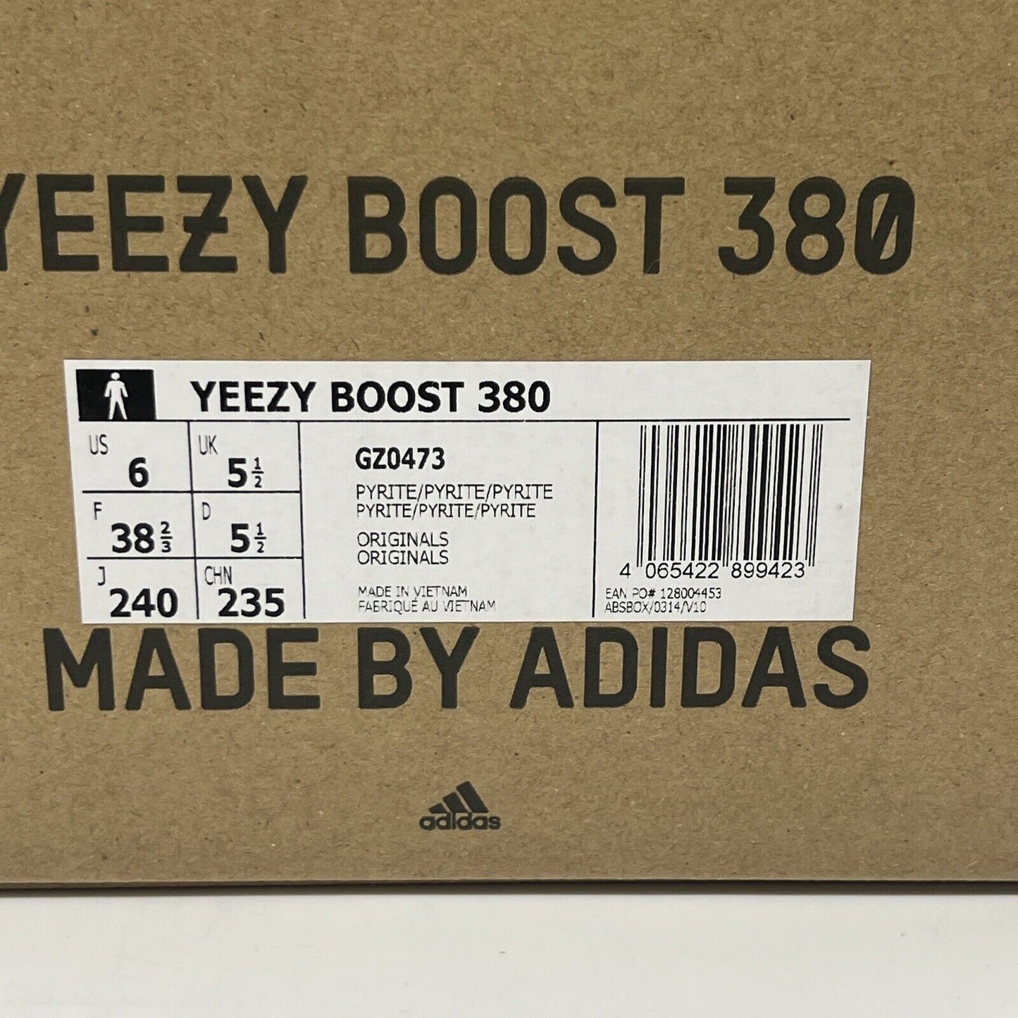 Size 6 - adidas Yeezy Boost 380 Pyrite Brand New Og All White DS Sneakers