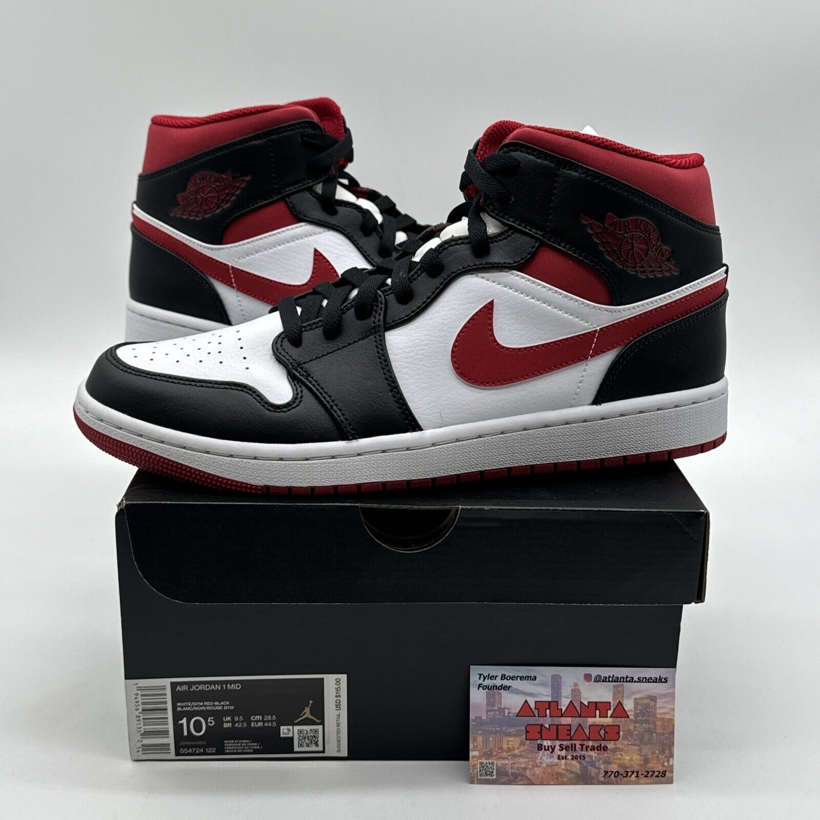 Size 10.5 - Jordan 1 Mid Metallic Red Gym Red Black Suede Leather Mid Blanc OG