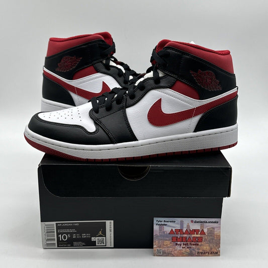 Size 10.5 - Jordan 1 Mid Metallic Red Gym Red Black Suede Leather Mid Blanc OG