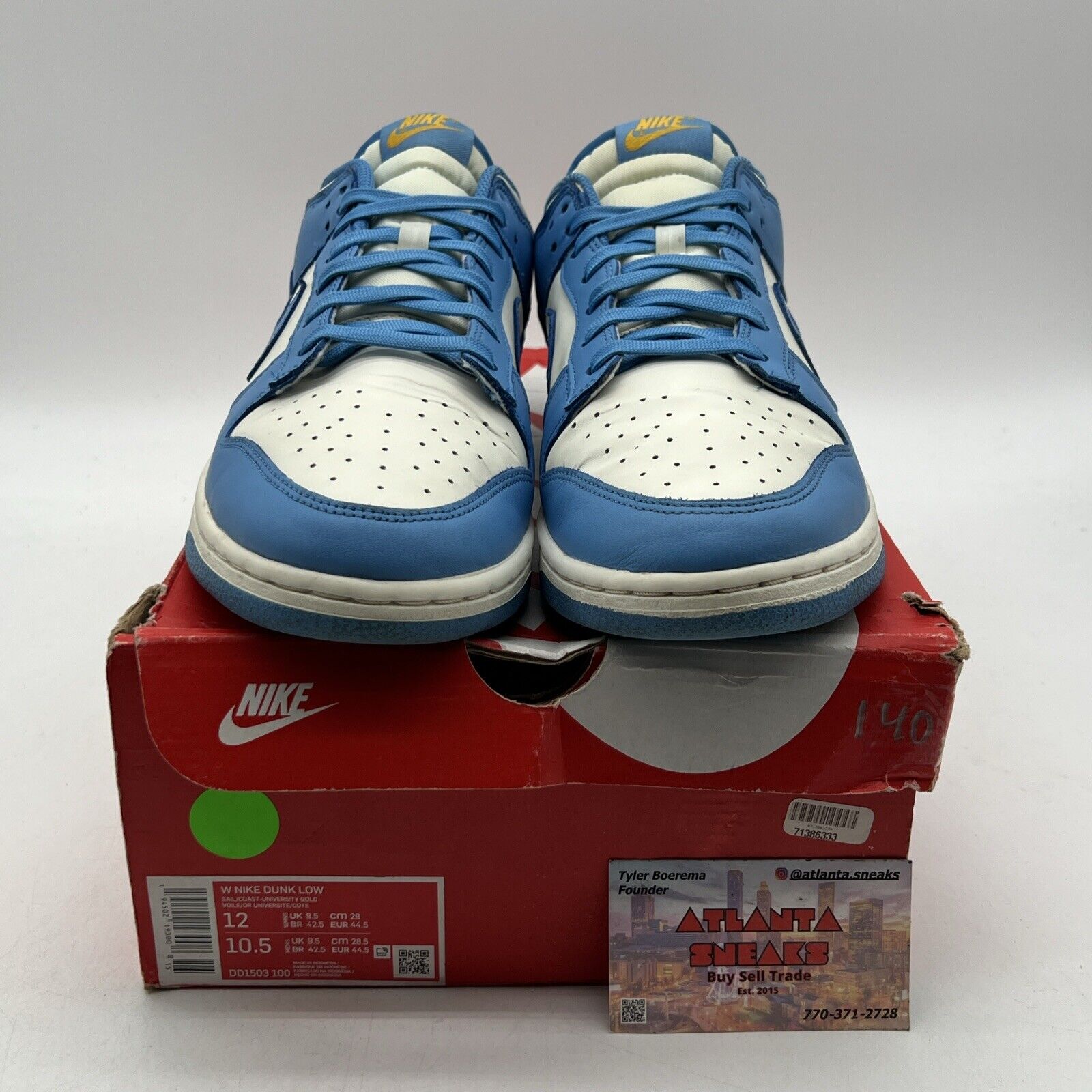 Size 12 - Nike Dunk Low Coast W White Blue Yellow Leather (DD1503-100)