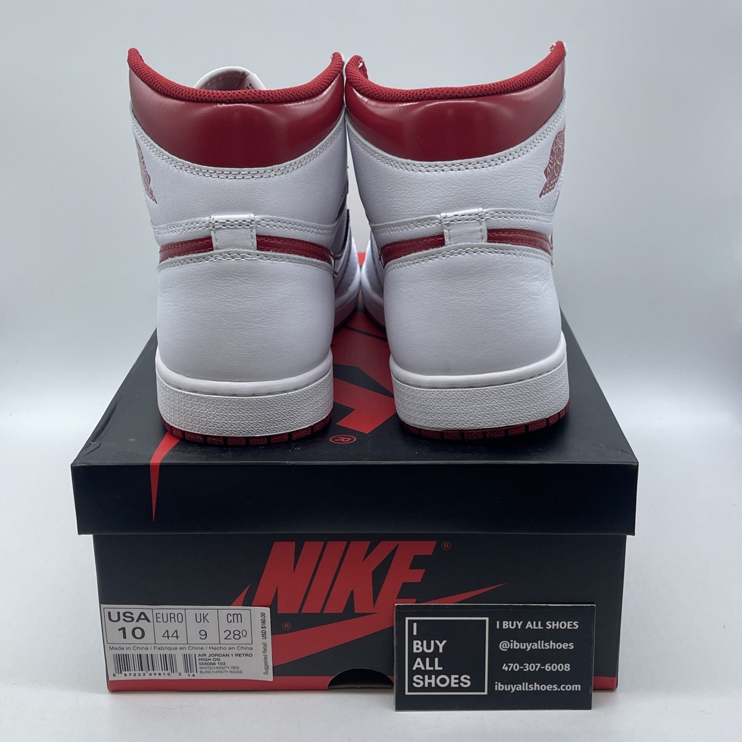 Size 10 - Air Jordan 1 Retro OG High Metallic Red White Leather (555088-103)