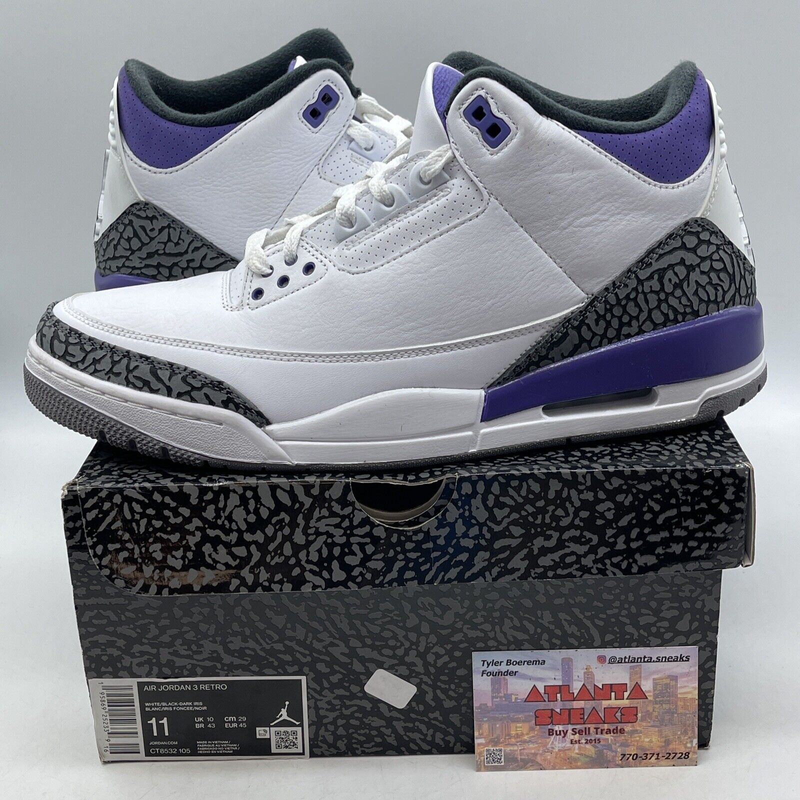 Size 11 - Jordan 3 Retro Mid Dark Iris White Grey Black Suede (CT8532-105)