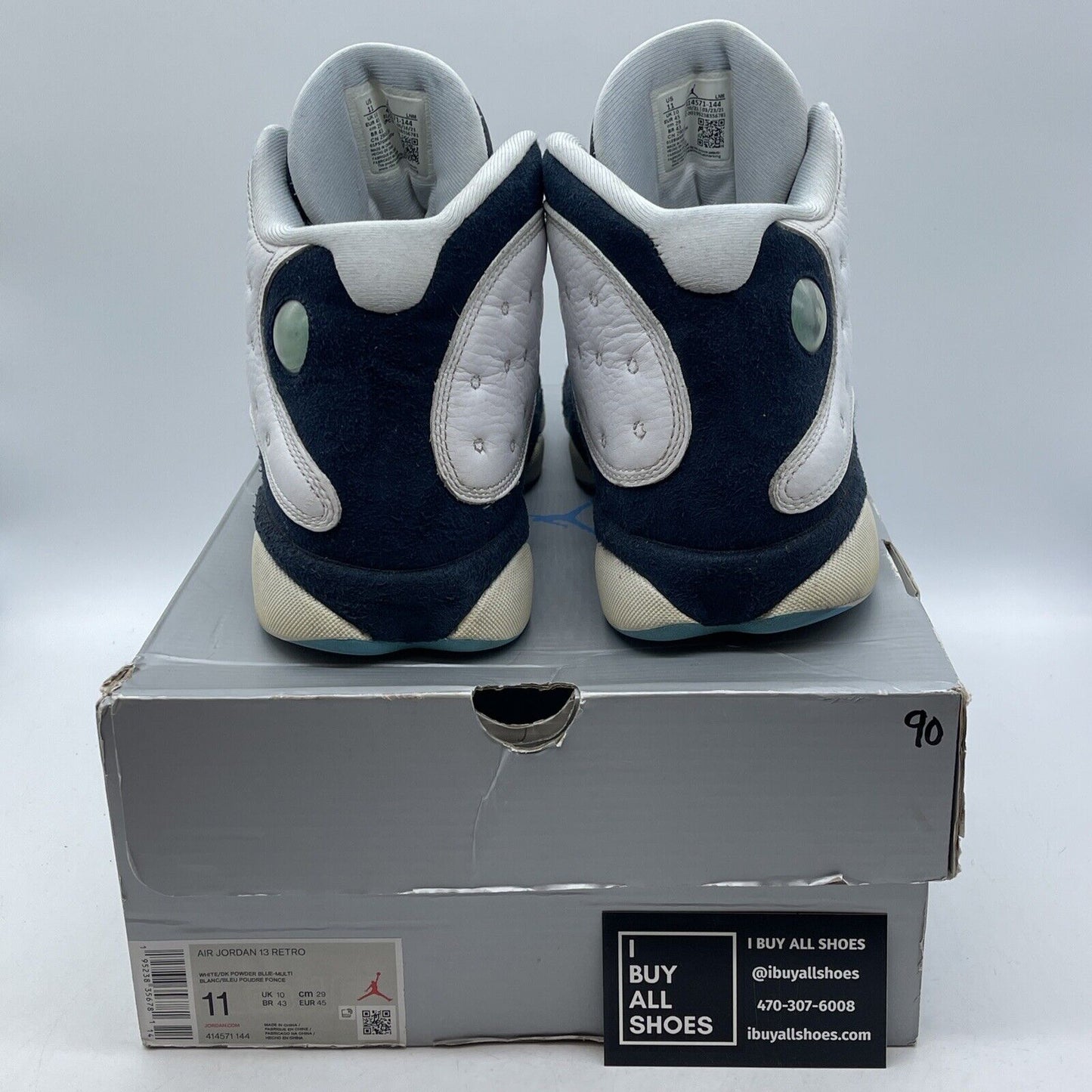 Size 11 - Jordan 13 Retro Obsidian Blue Suede White Leather (414571-144)