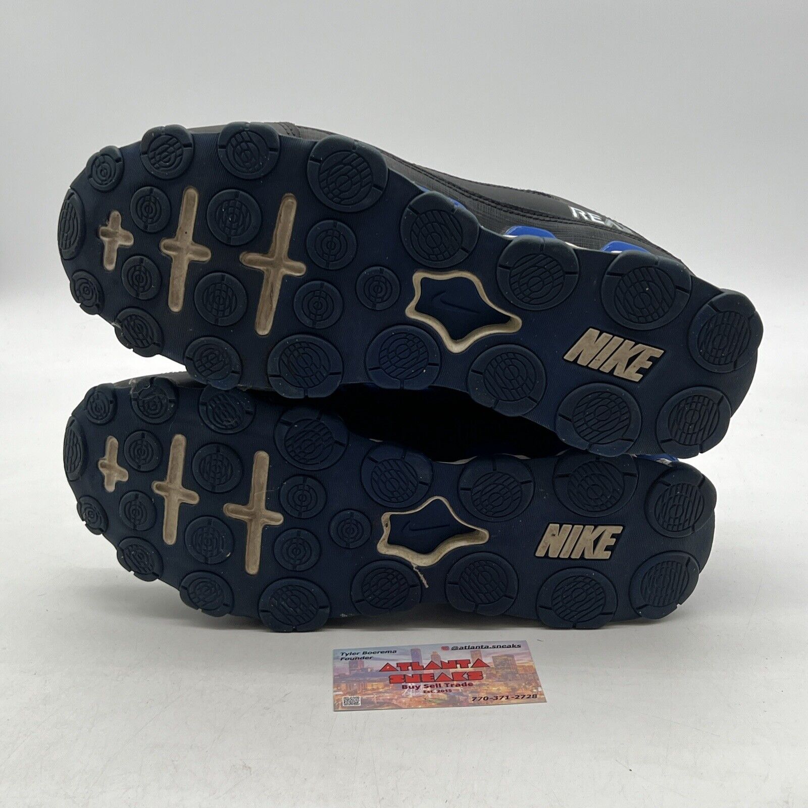 Size 11.5 Nike Reax 8 TR Mesh Black/Blue Gym Cross Training Shoes (621716-038)