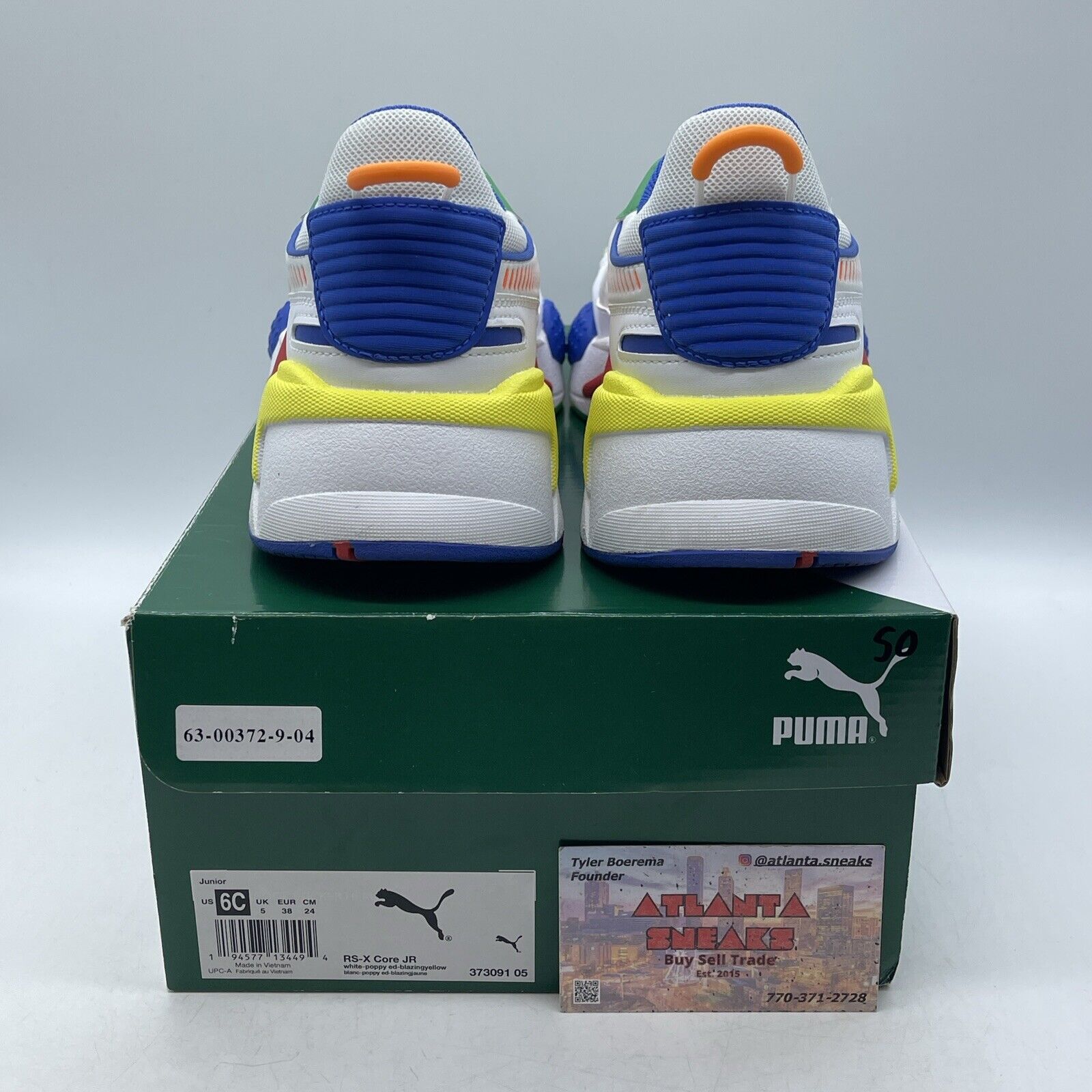 Size 6C - Puma RS-X Jr White Multi Color White Blue Leather Suede (373091-05)