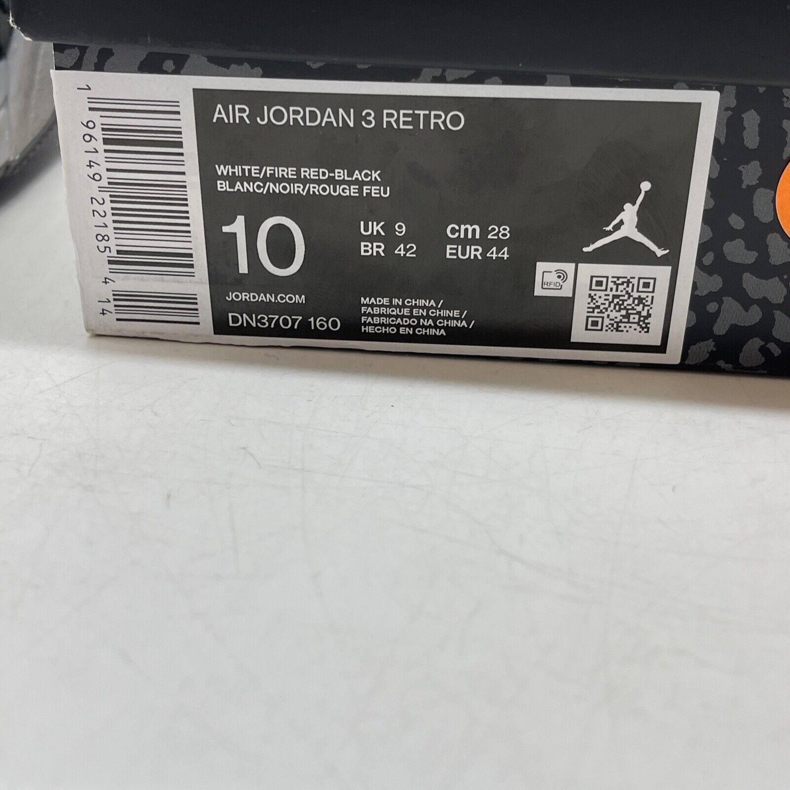 Size 10 - Jordan 3 Retro Mid Fire Red White Grey Black (DN3707-160)