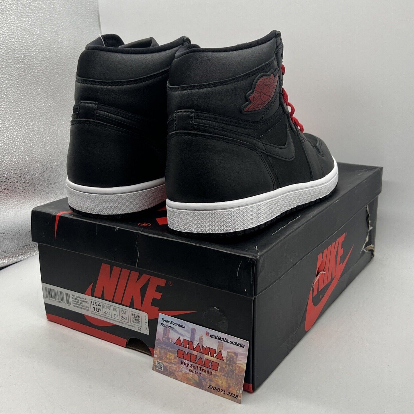 Size 10.5 - Air Jordan 1 Retro OG High Black Gym Red White (555088-060)