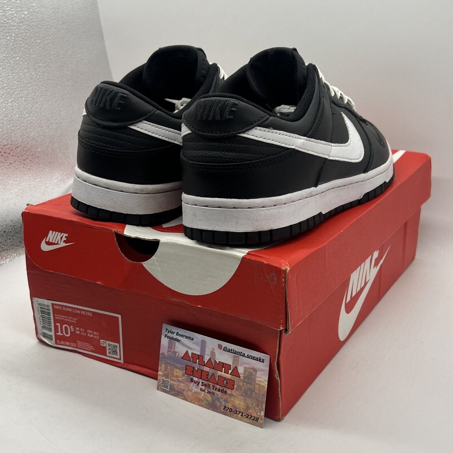 Size 10.5 - Nike Dunk Low Black Panda Leather (DJ6188-002)