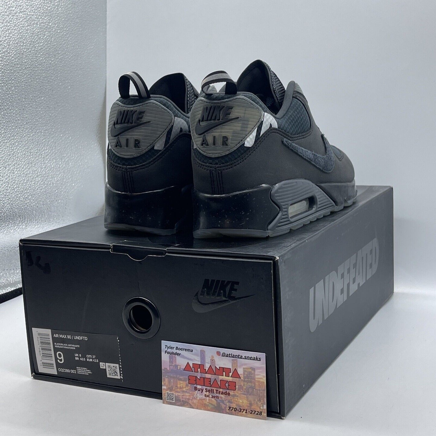 Size 9 - Nike Undefeated x Air Max 90 Anthracite Black Grey Suede (CQ2289-002)