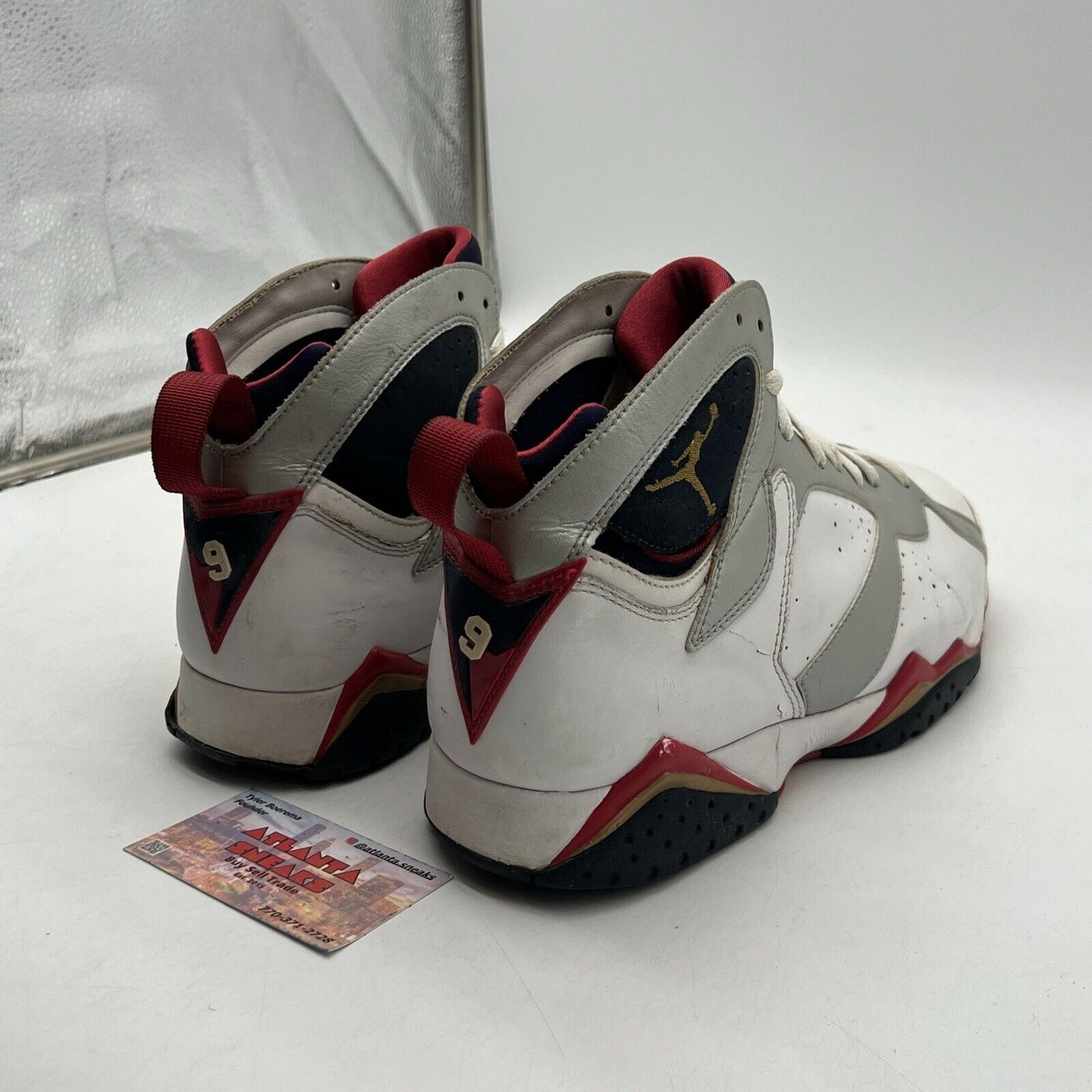 Size 10.5 - Air Jordan 7 Retro 2012 Olympic White Navy Red Leather (304775-135)