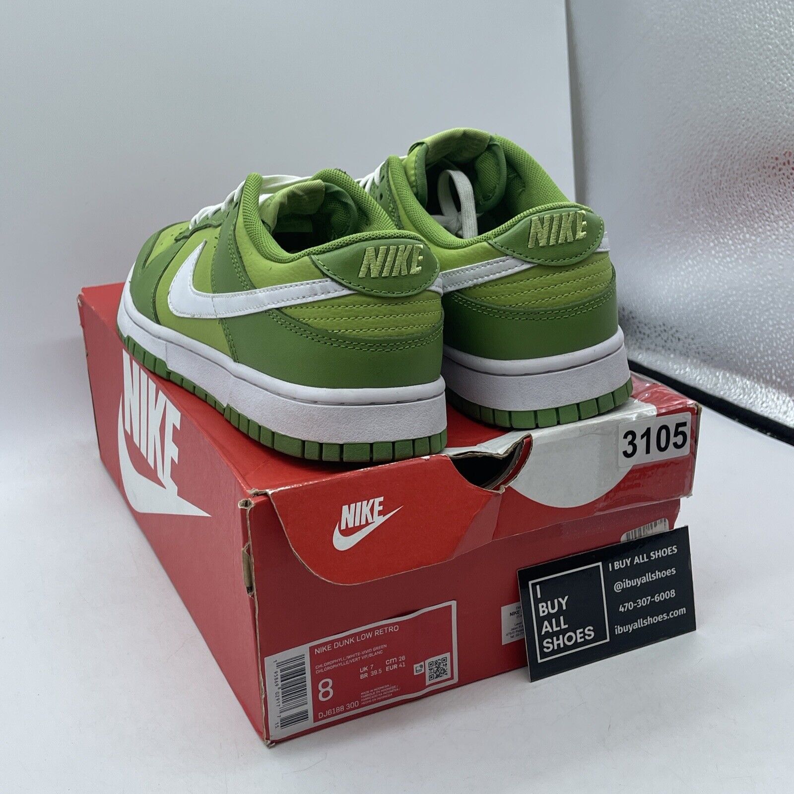 Size 8 - Nike Dunk Low Chlorophyll Green White Suede Leather (DJ6188-300)