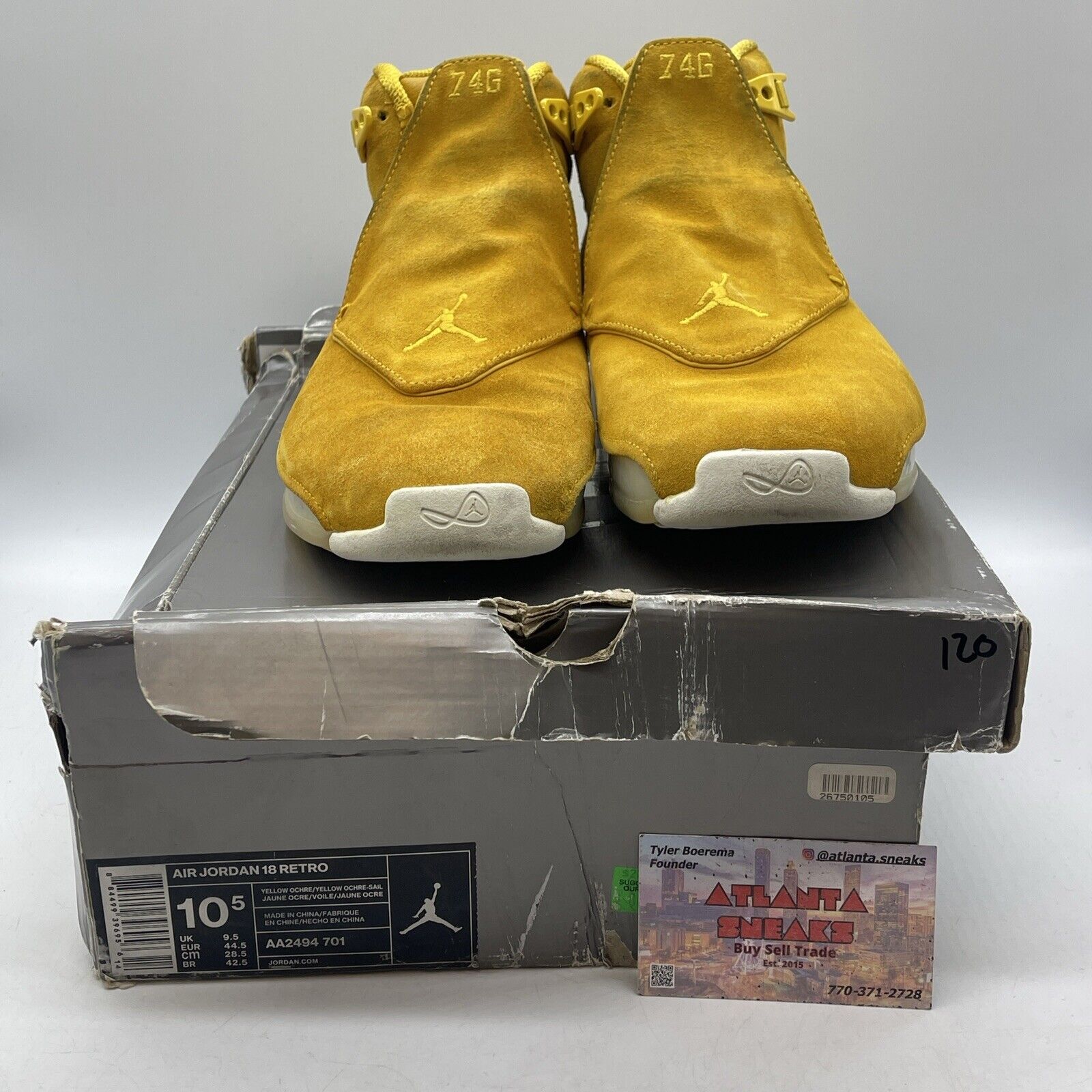 Size 10.5 - Air Jordan 18 Retro Yellow Suede White Leather (AA2494-701)