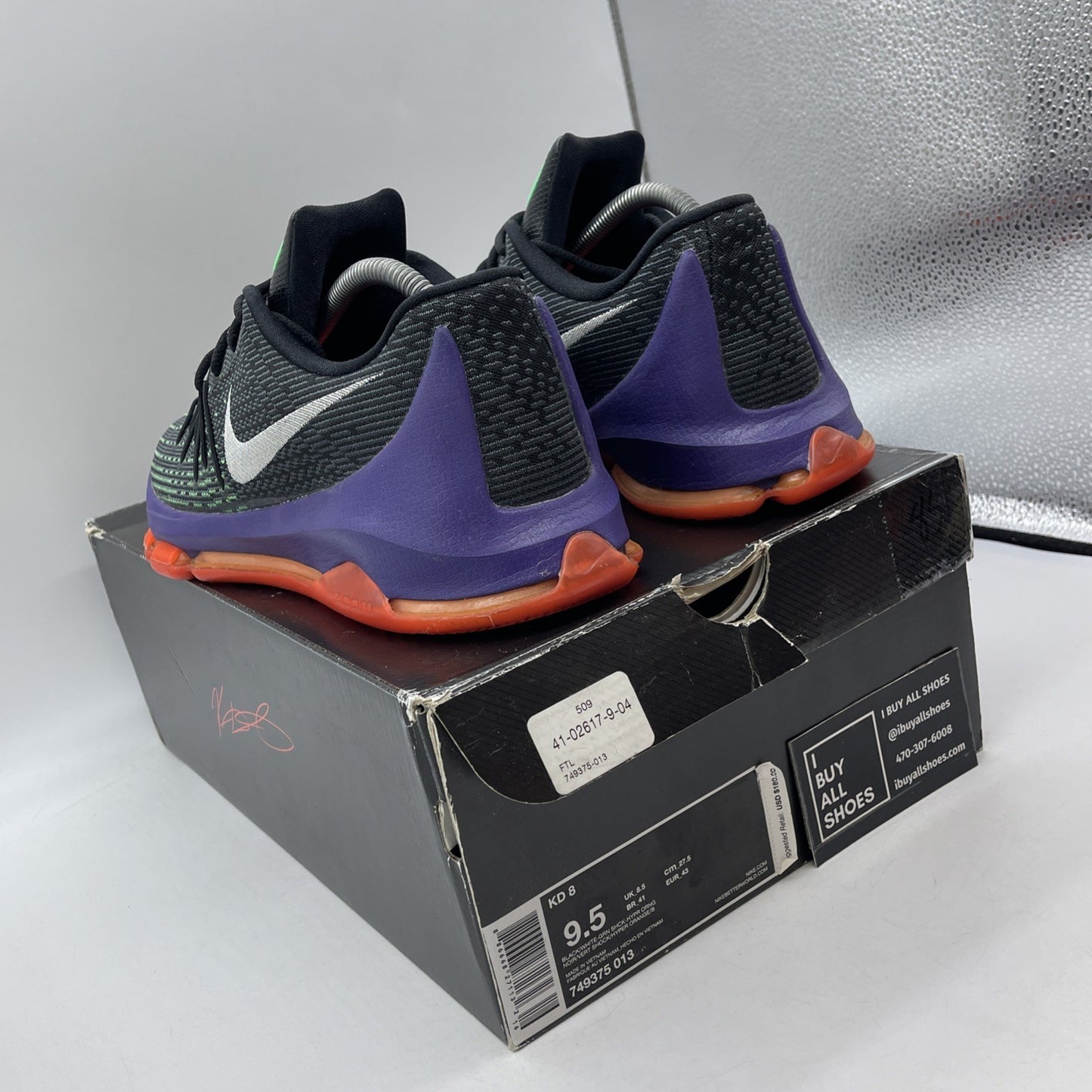 Size 9.5 - Nike KD 8 Vinary Silver Black Suede  (749375-013)