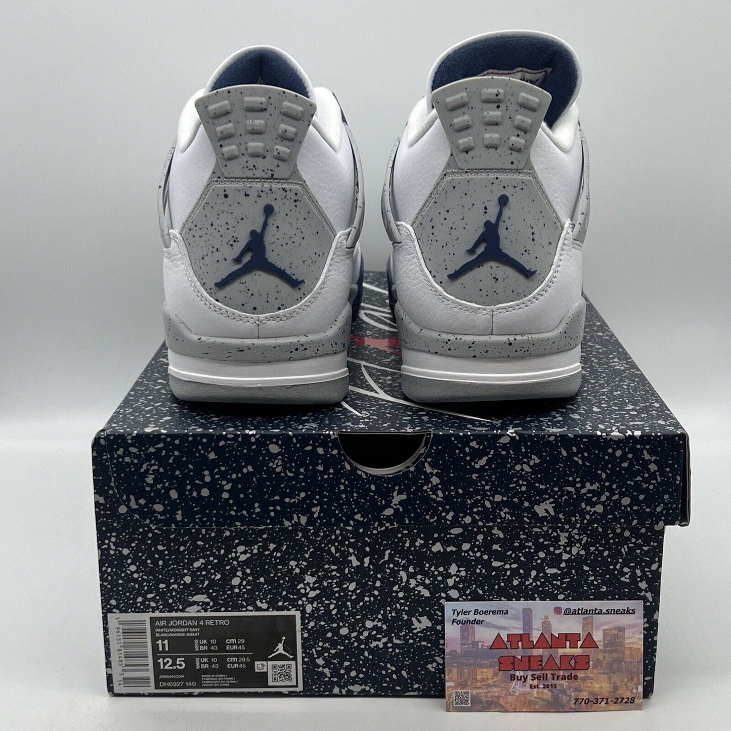 Size 11 - Jordan 4 Retro Mid Midnight Navy Brand New Og All White