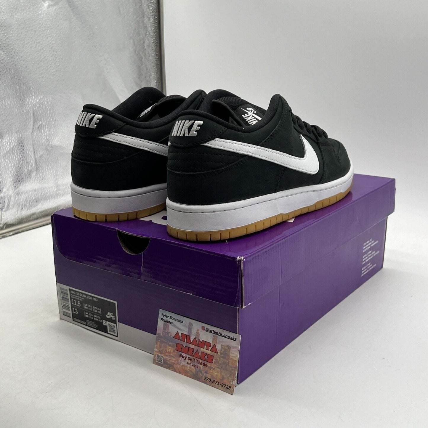 Size 11.5 - Nike Dunk Low SB Black Gum Suede White Gum (CD2563-006)