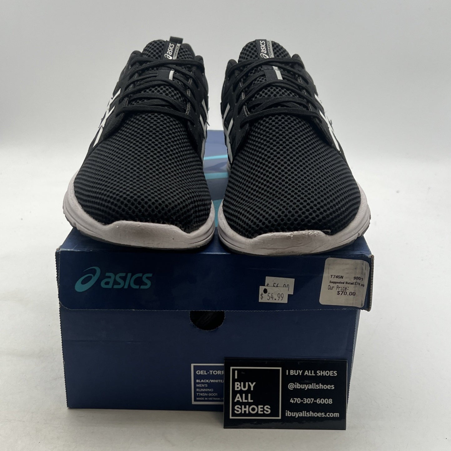 Size - 11.5 - Asics Mens Gel-Torrance Running Shoes Black White (T745N-9001)