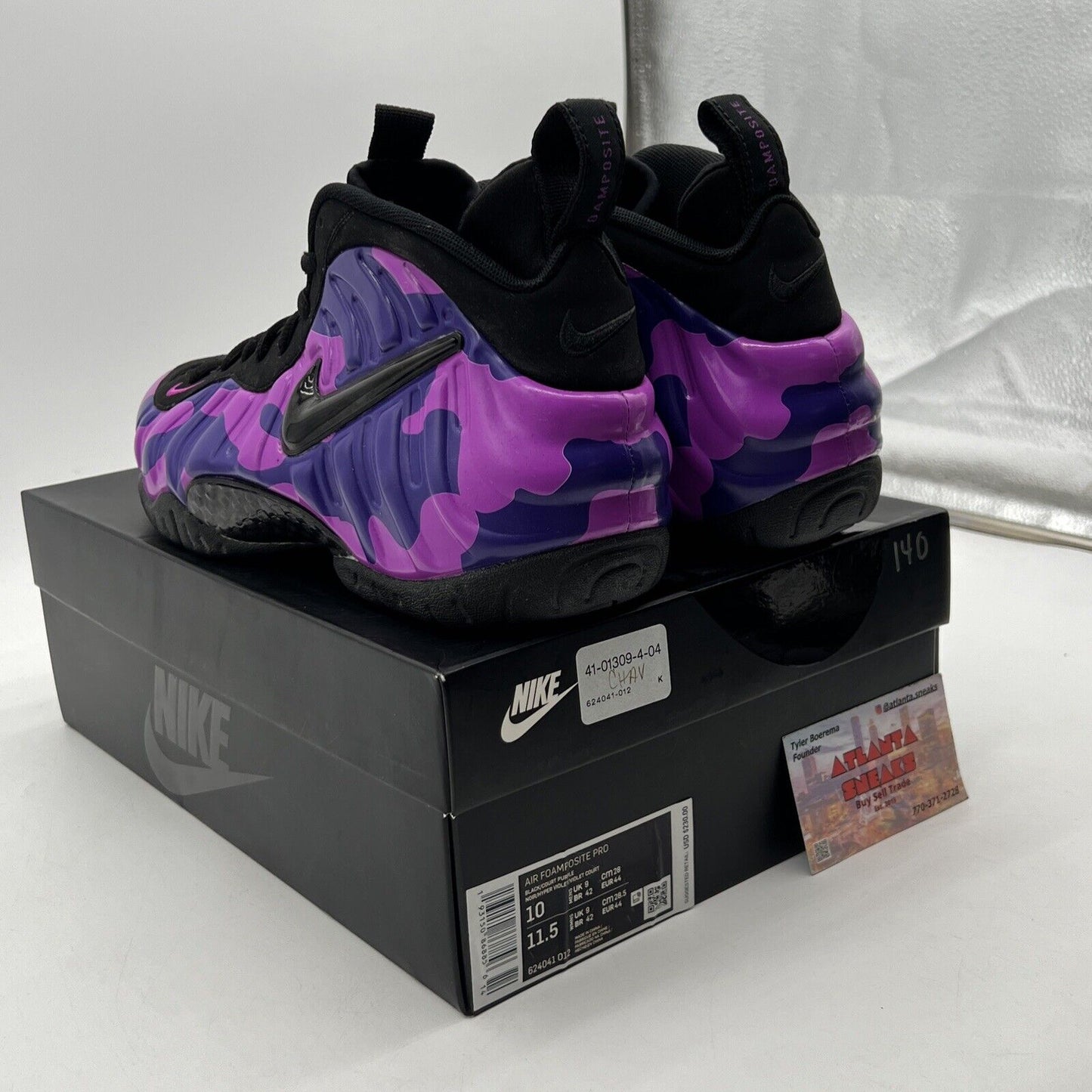 Size 10 - Nike Air Foamposite Pro Purple Camo Black Suede (624041-012)
