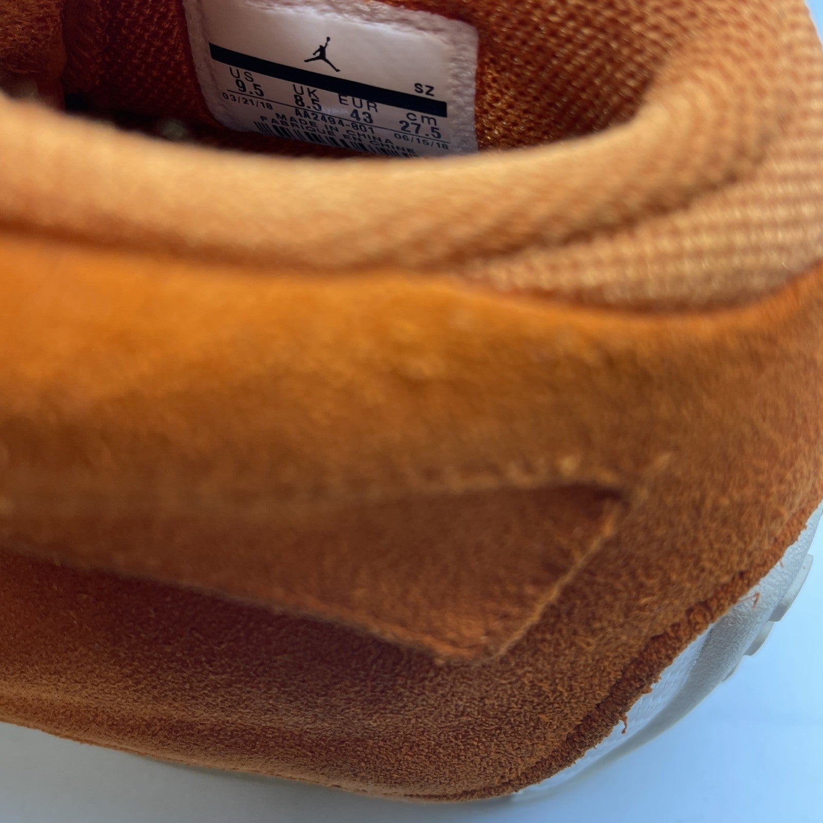 Size 9.5 - Air Jordan 18 Retro Orange Suede White (AA2494-801)