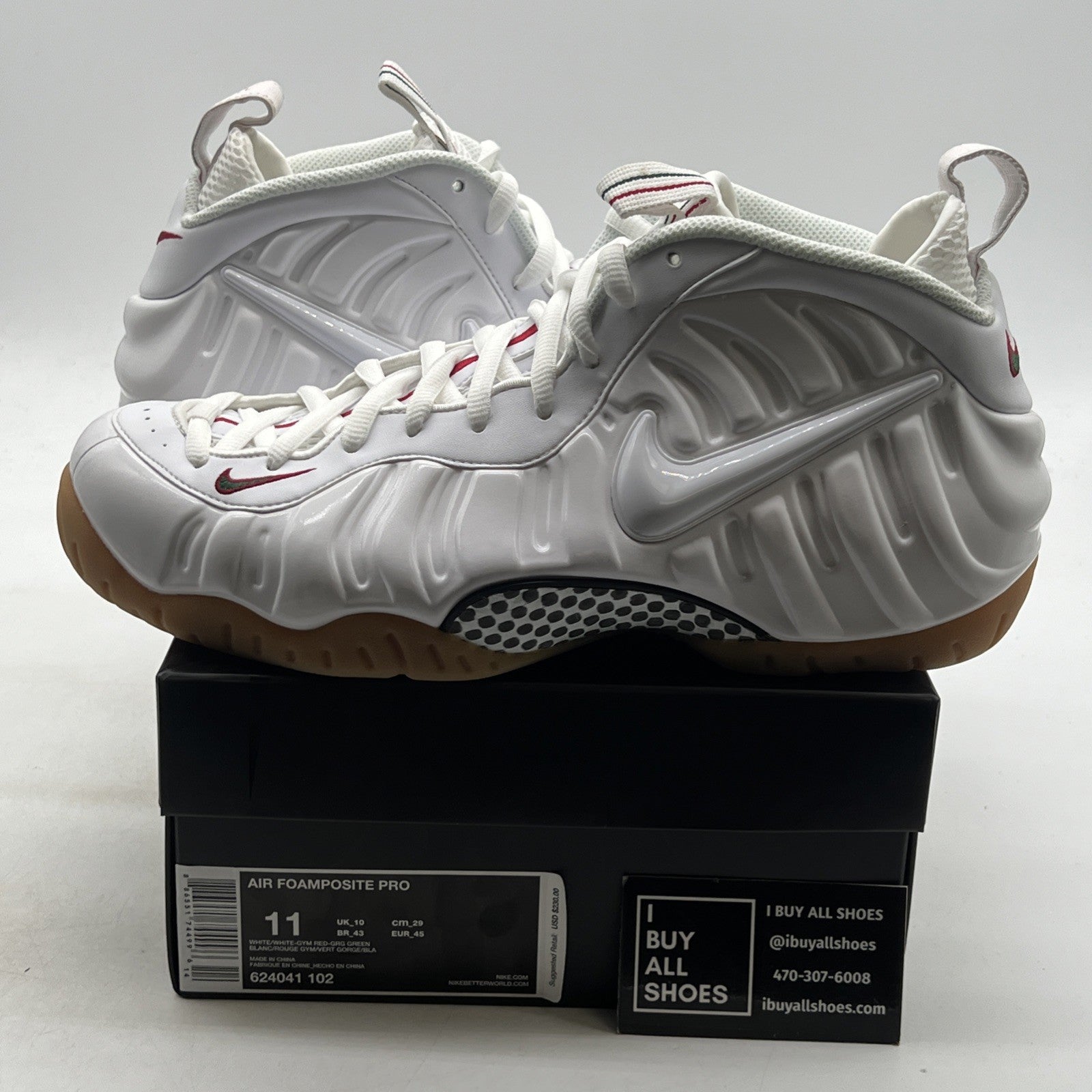 Size 11 - Nike Foamposite Pro Gucci - White (624041-102)