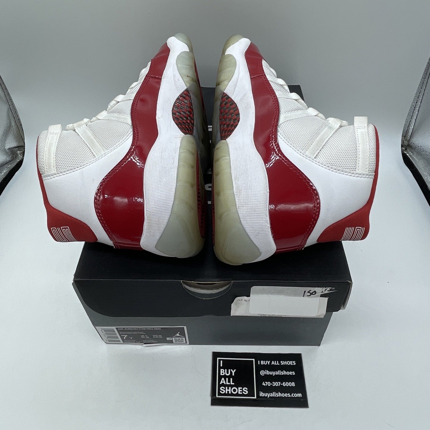 Size 7Y (GS) - Jordan 11 Retro Mid Cherry Red White Leather