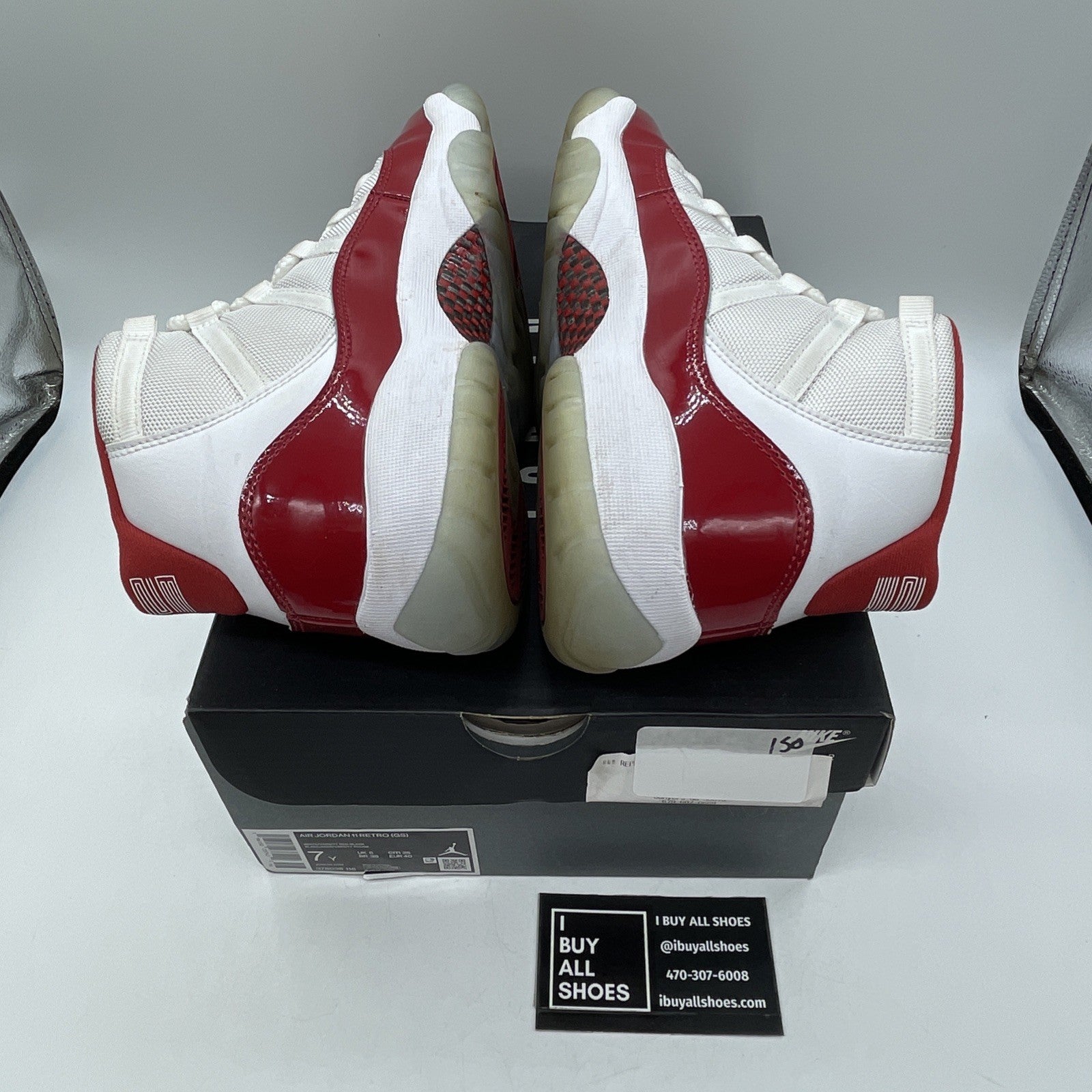 Size 7Y (GS) - Jordan 11 Retro Mid Cherry Red White Leather